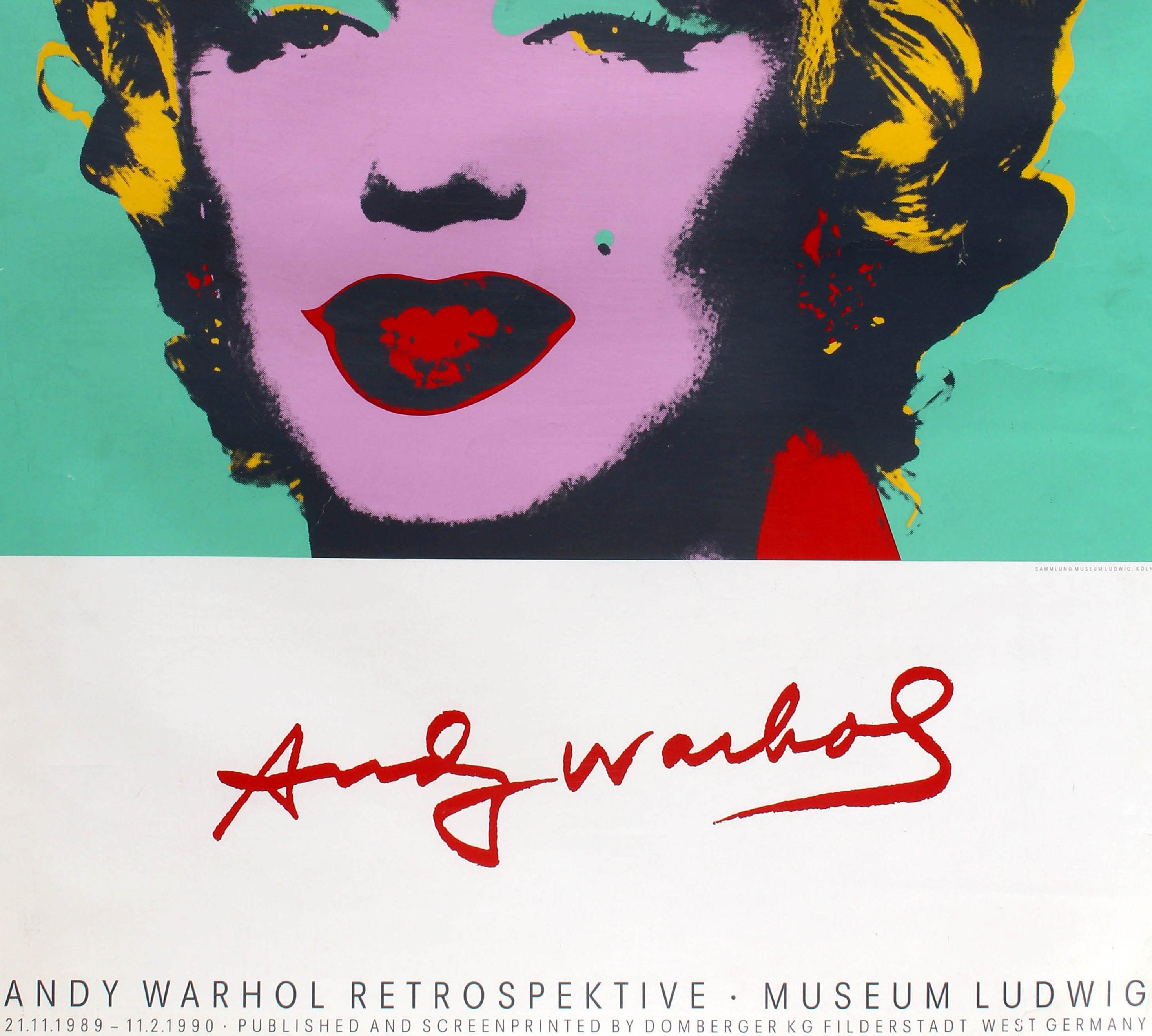Allemand Affiche d'exposition d'art vintage d'origine d'Andy Warhol avec Marilyn Monroe et son design Pop Art en vente