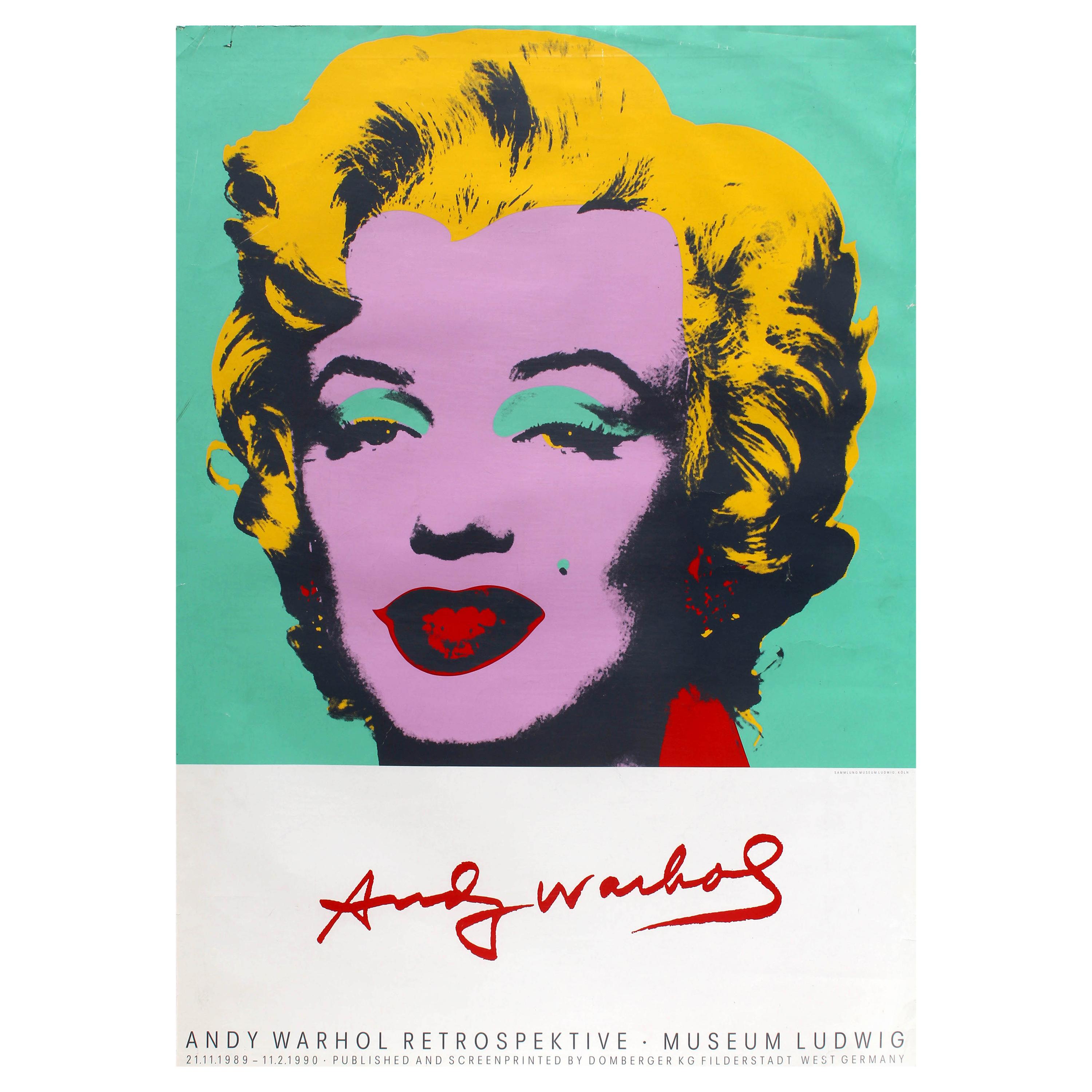 Original Vintage Andy Warhol Art Exhibition Poster Marilyn Monroe Pop Art Design