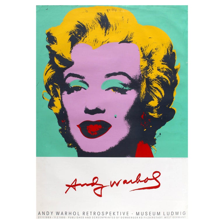 Original Vintage Andy Warhol Art Exhibition Poster Marilyn Monroe Pop Art  Design