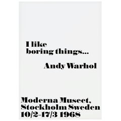 Original Vintage Andy Warhol Exhibition Poster I Like Boring Things Modern Art