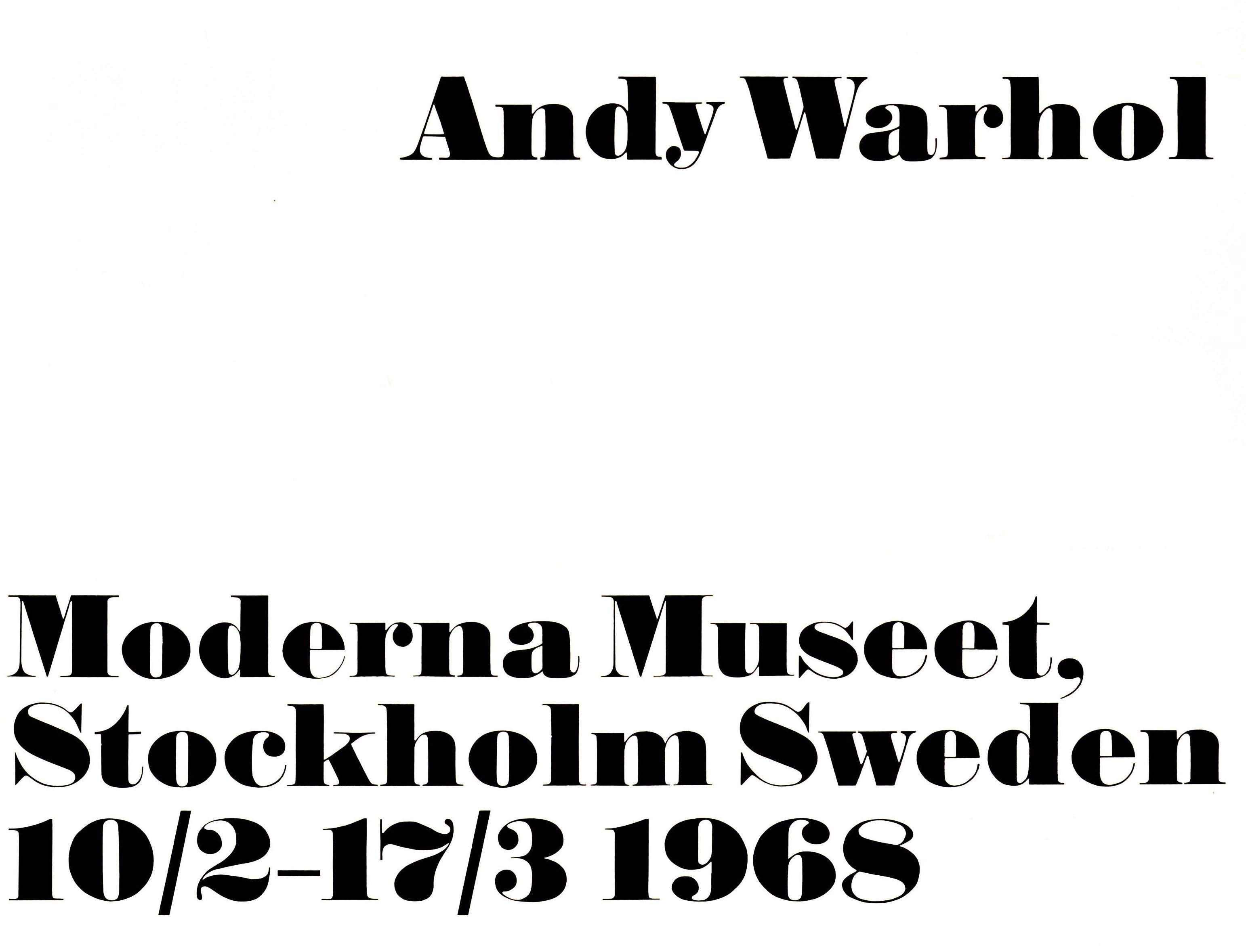 Suédois Affiche d'origine d'exposition vintage Andy Warhol World Famous For 15 Minutes, citation