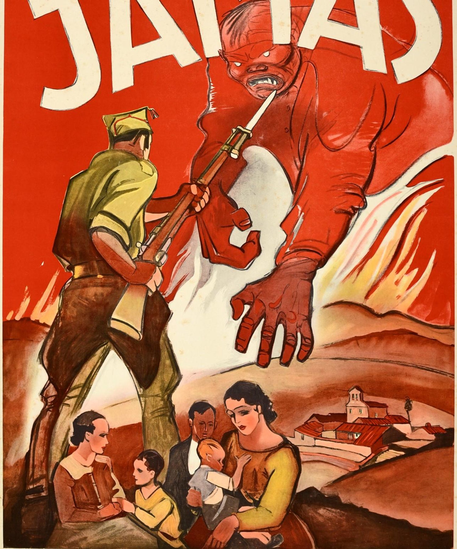 Original Vintage Anti Communist Spanish Civil War Propaganda Poster Jamas Never At 1stdibs