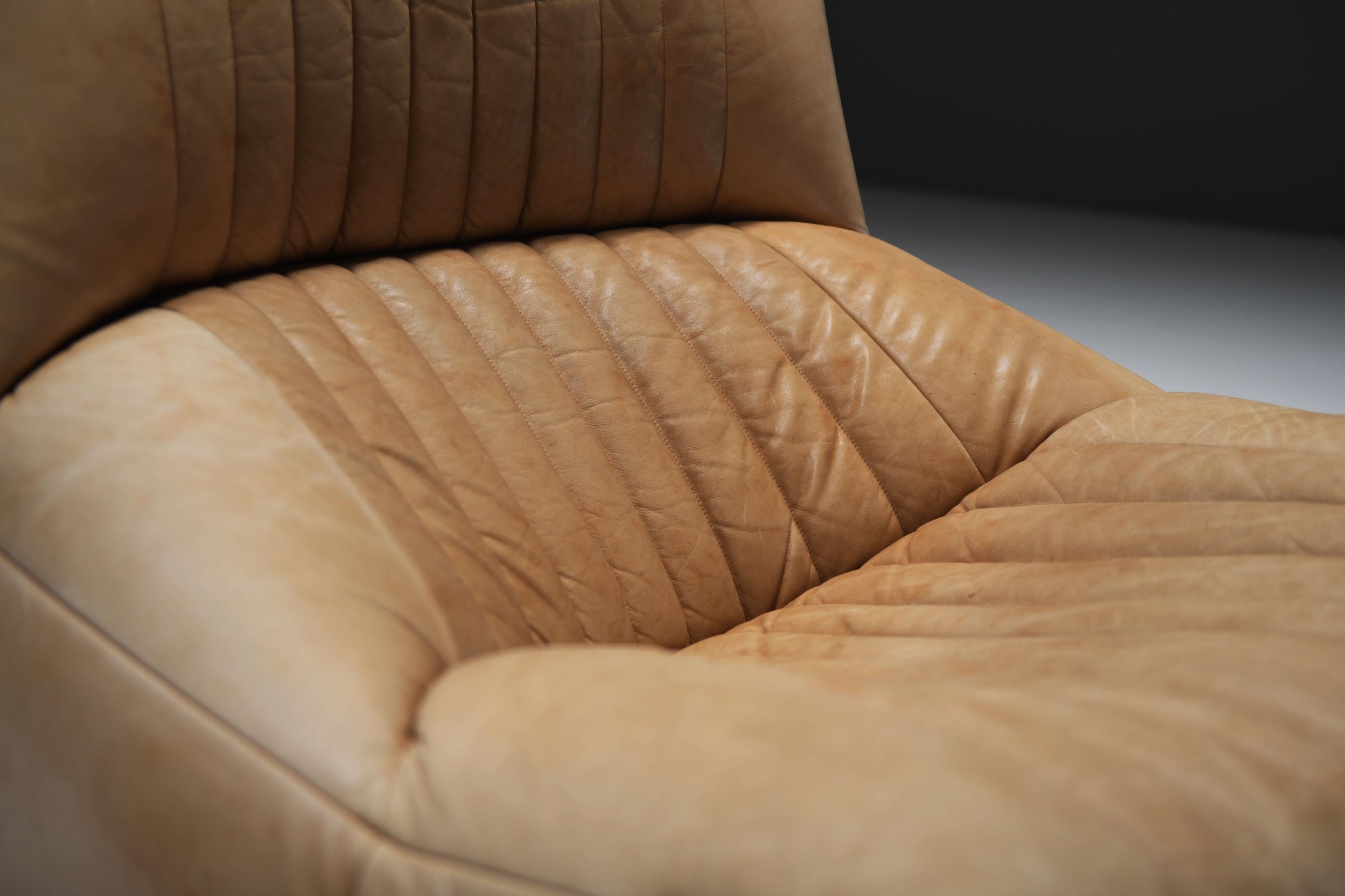 Original Vintage Aralia Set aus Naturleder 1981 von Michel Ducaroy - Ligne Roset im Angebot 4
