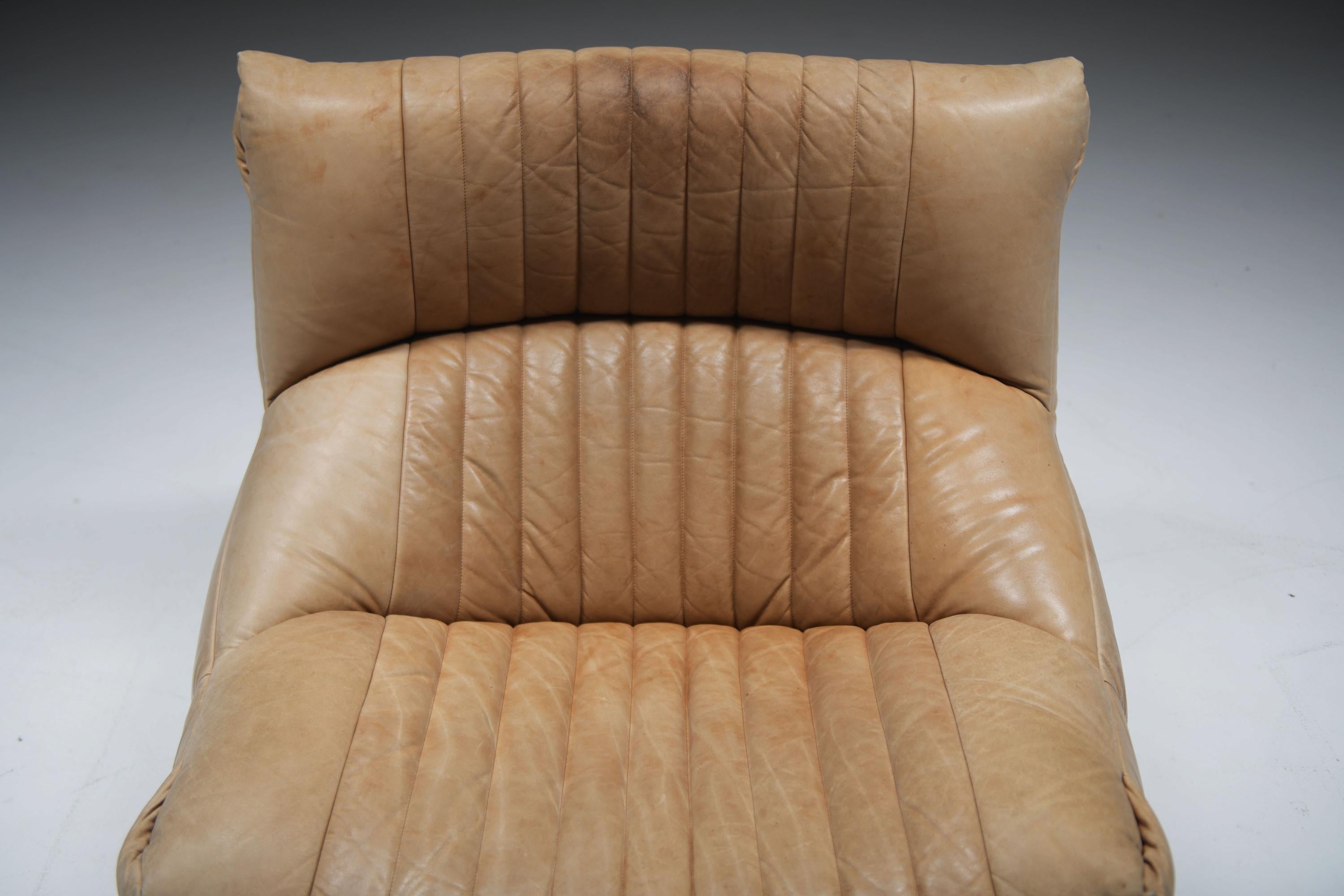Original Vintage Aralia Set aus Naturleder 1981 von Michel Ducaroy - Ligne Roset im Angebot 6