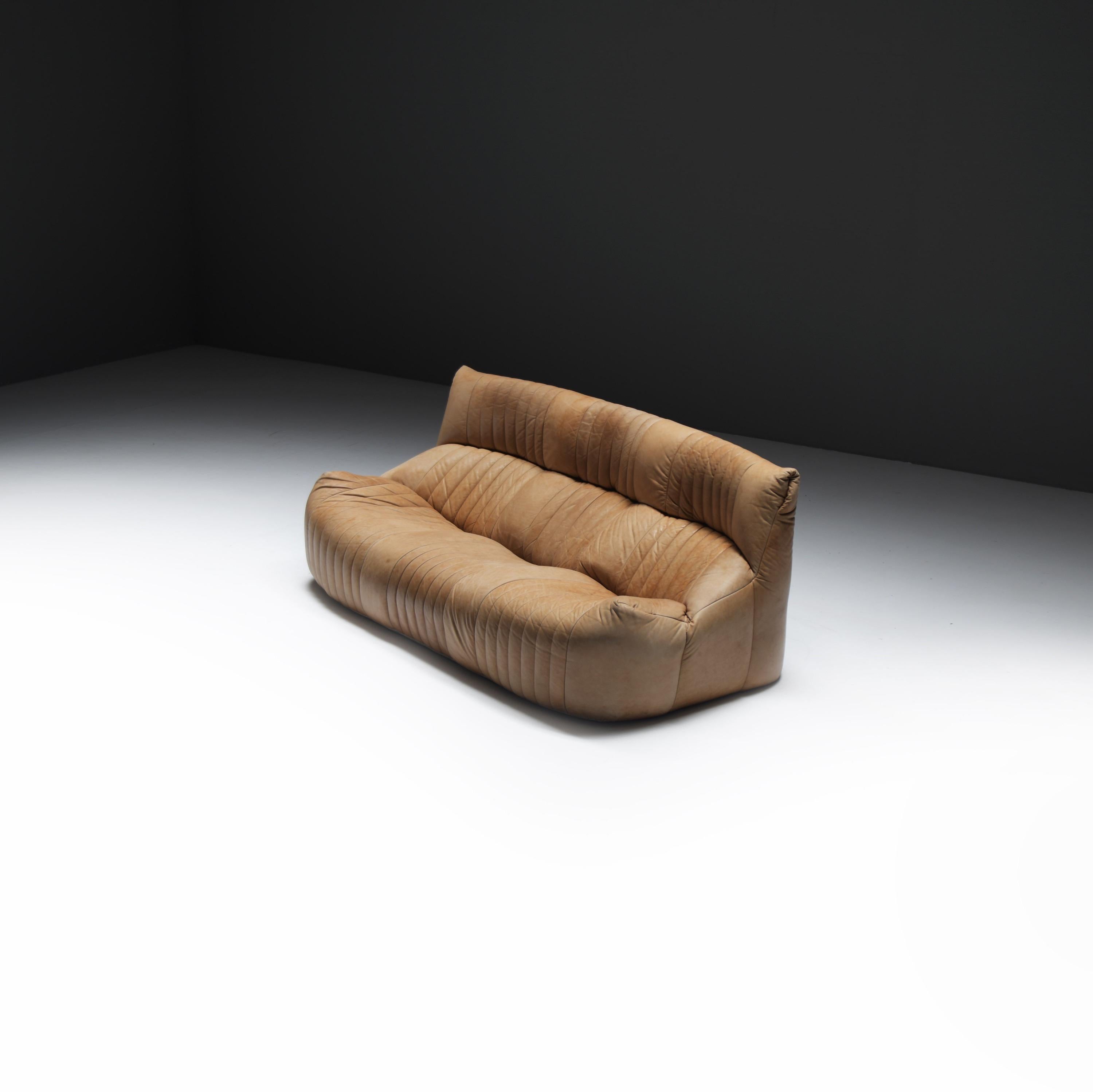 Original Vintage Aralia Set aus Naturleder 1981 von Michel Ducaroy - Ligne Roset im Angebot 7