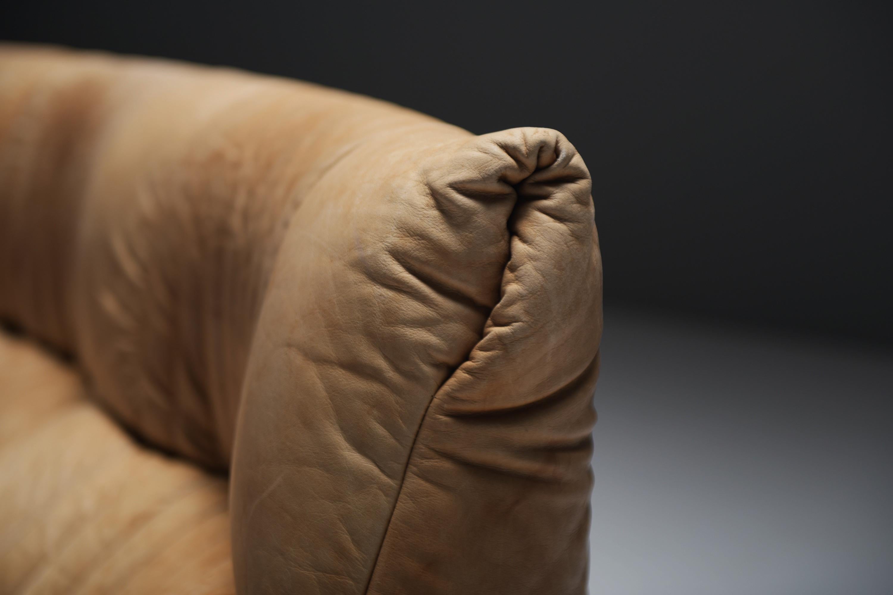 Divano Aralia originale d'epoca in pelle naturale 1981 - Michel Ducaroy - Ligne Roset in vendita 2