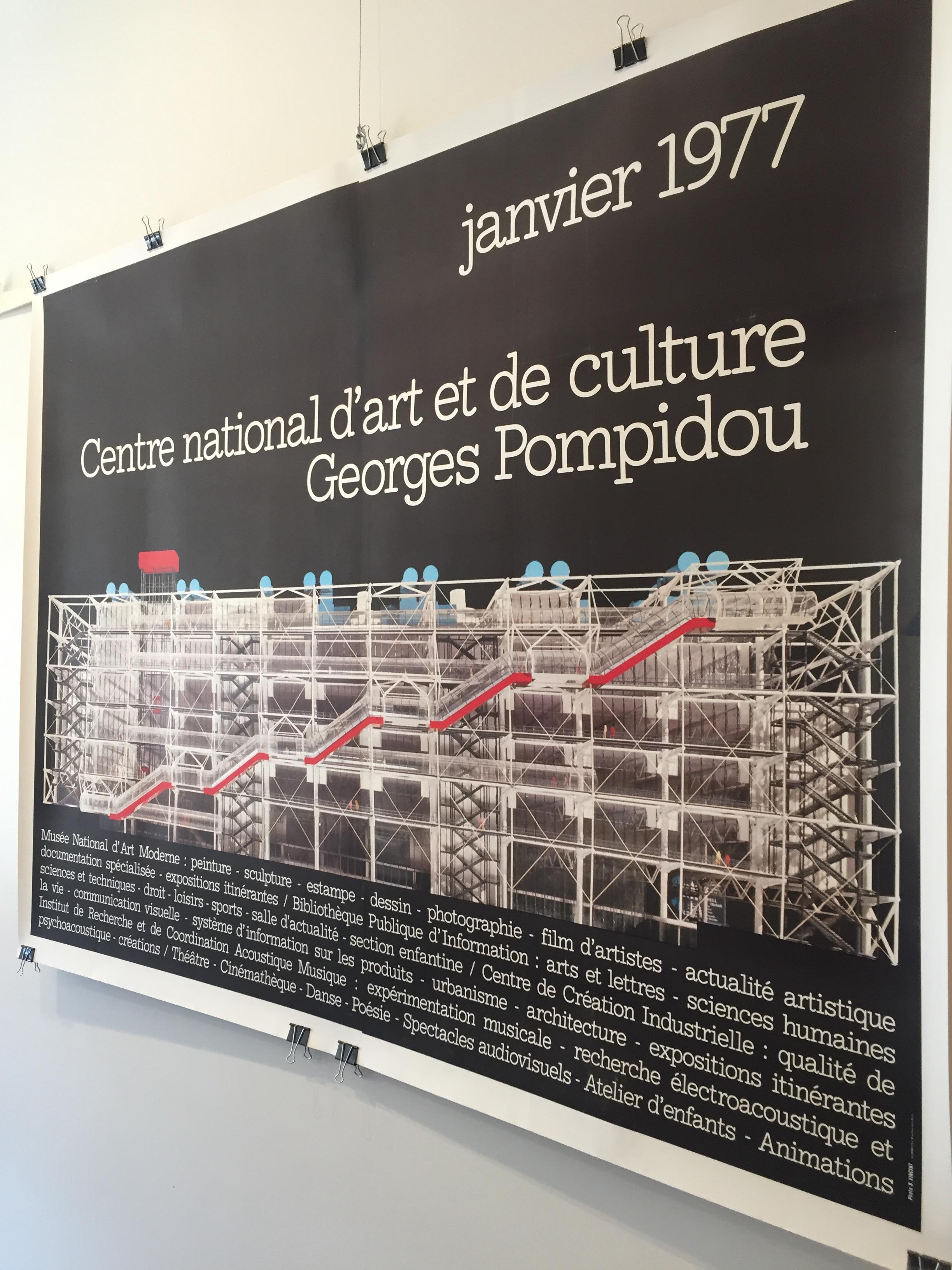 French Original Vintage Architectural Poster 'Georges Pompidou', Modern Art Museum 1977 For Sale