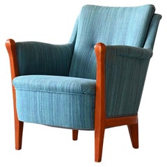 Original Retro armchair with blue fabric