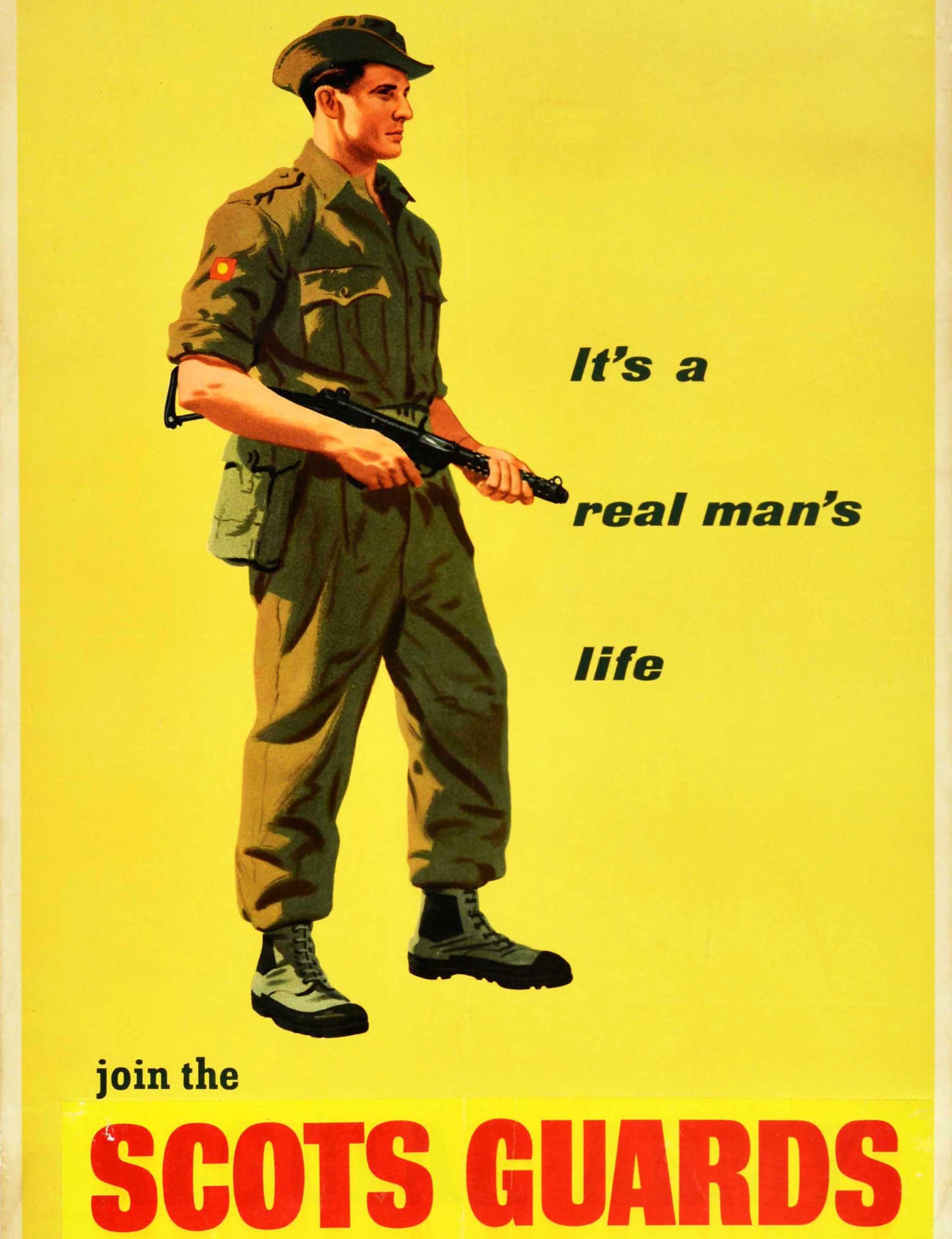 British Original Vintage Army Poster Join The Scots Guards Real Man's Life War Office For Sale