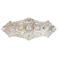 Original Vintage Art Deco +4 Carat Diamond Platinum Brooch, 1920s