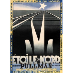 Original Vintage Art Deco Design Etoile Du Nord Pullman French Railway Poster