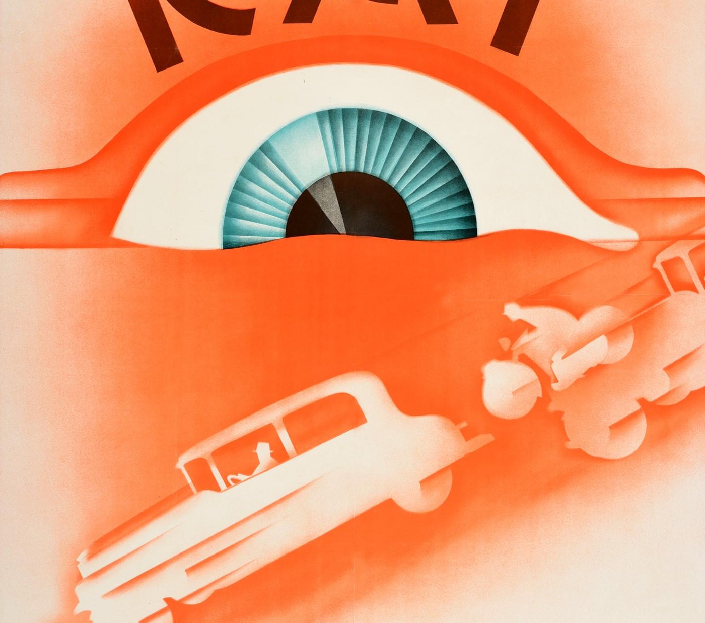 Art déco Affiche originale vintage Art Déco Design Motor Show de la RAI, Automobiel & Motorrijwiel en vente