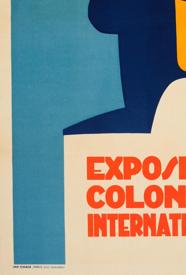 Original Vintage Art Deco Poster 1931 International Colonial Exhibition in Paris In Good Condition For Sale In London, GB