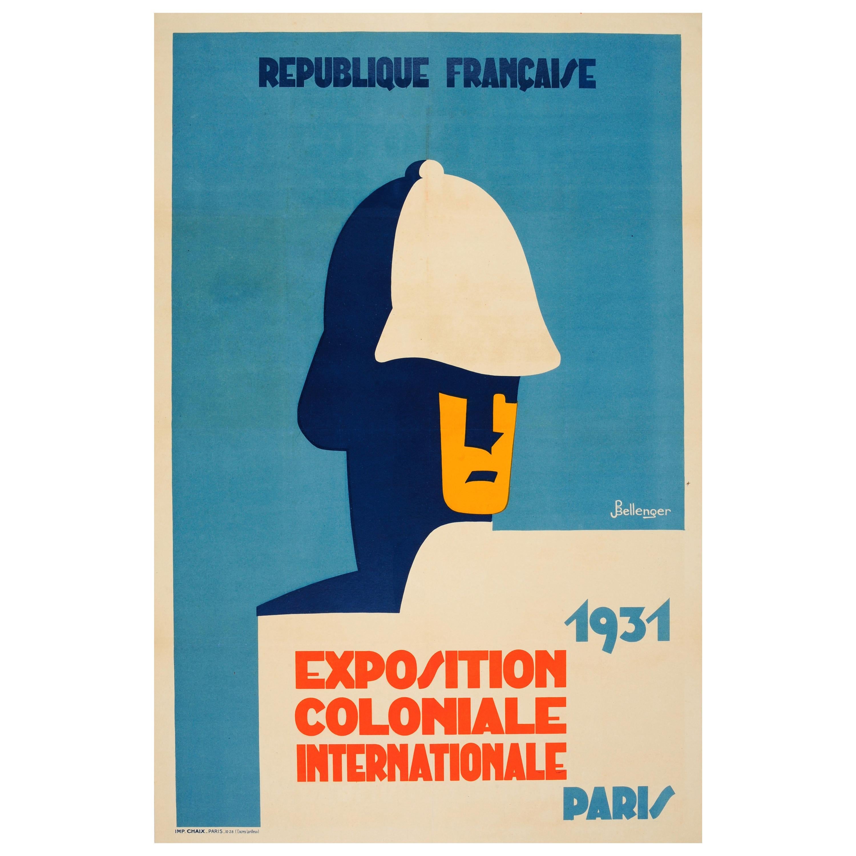 Original Vintage Art Deco Poster 1931 International Colonial Exhibition in Paris
