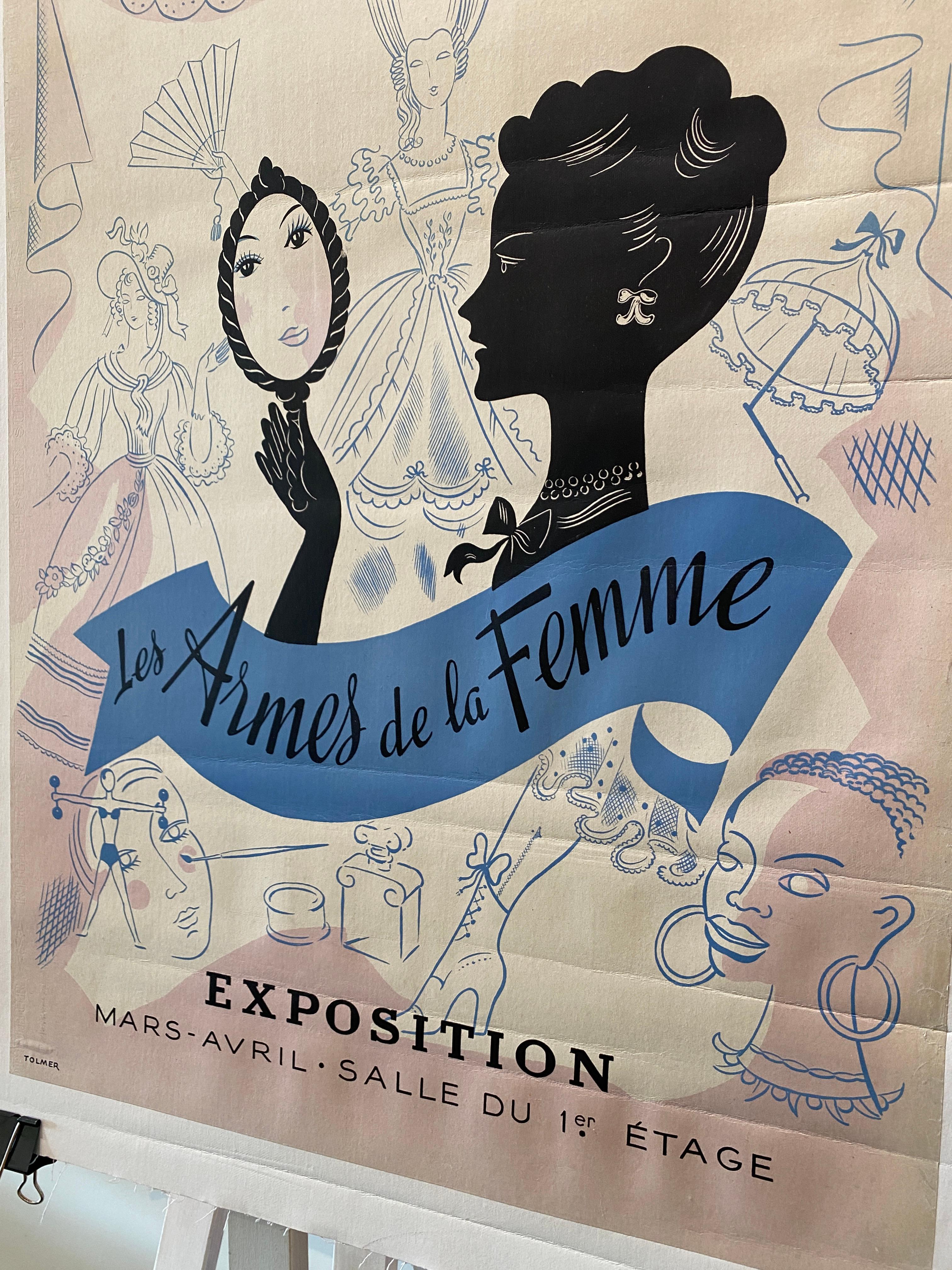 Poster originale d'epoca in stile Art Déco, 'Au Louvre Les Armes De La Femme', 1935

Questo poster è stato rivestito di lino per essere conservato. Ci sono alcuni leggeri segni di piegatura,