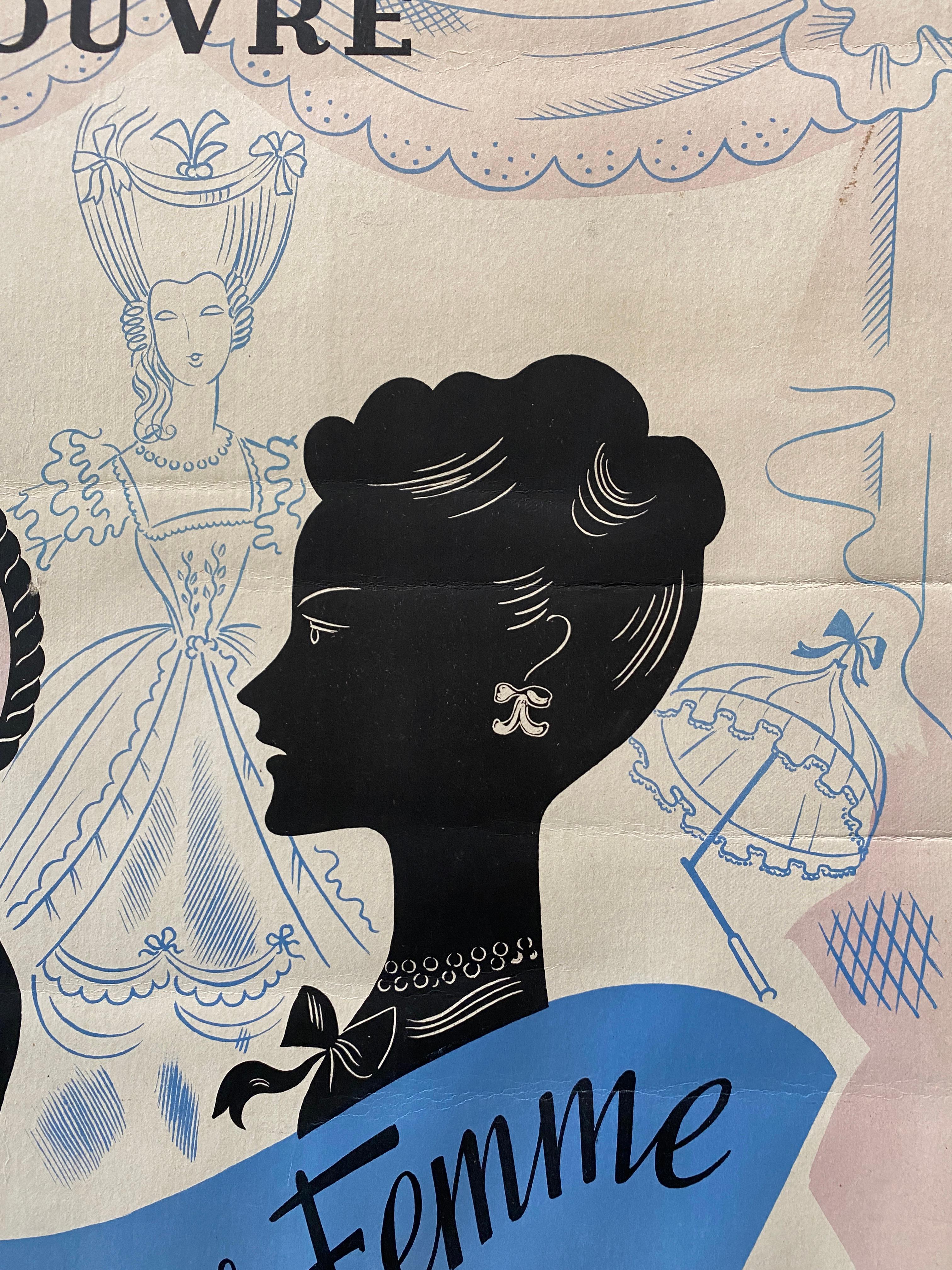Francese Poster originale d'epoca in stile Art Déco, 'Au Louvre Les Armes De La Femme', 1935 in vendita