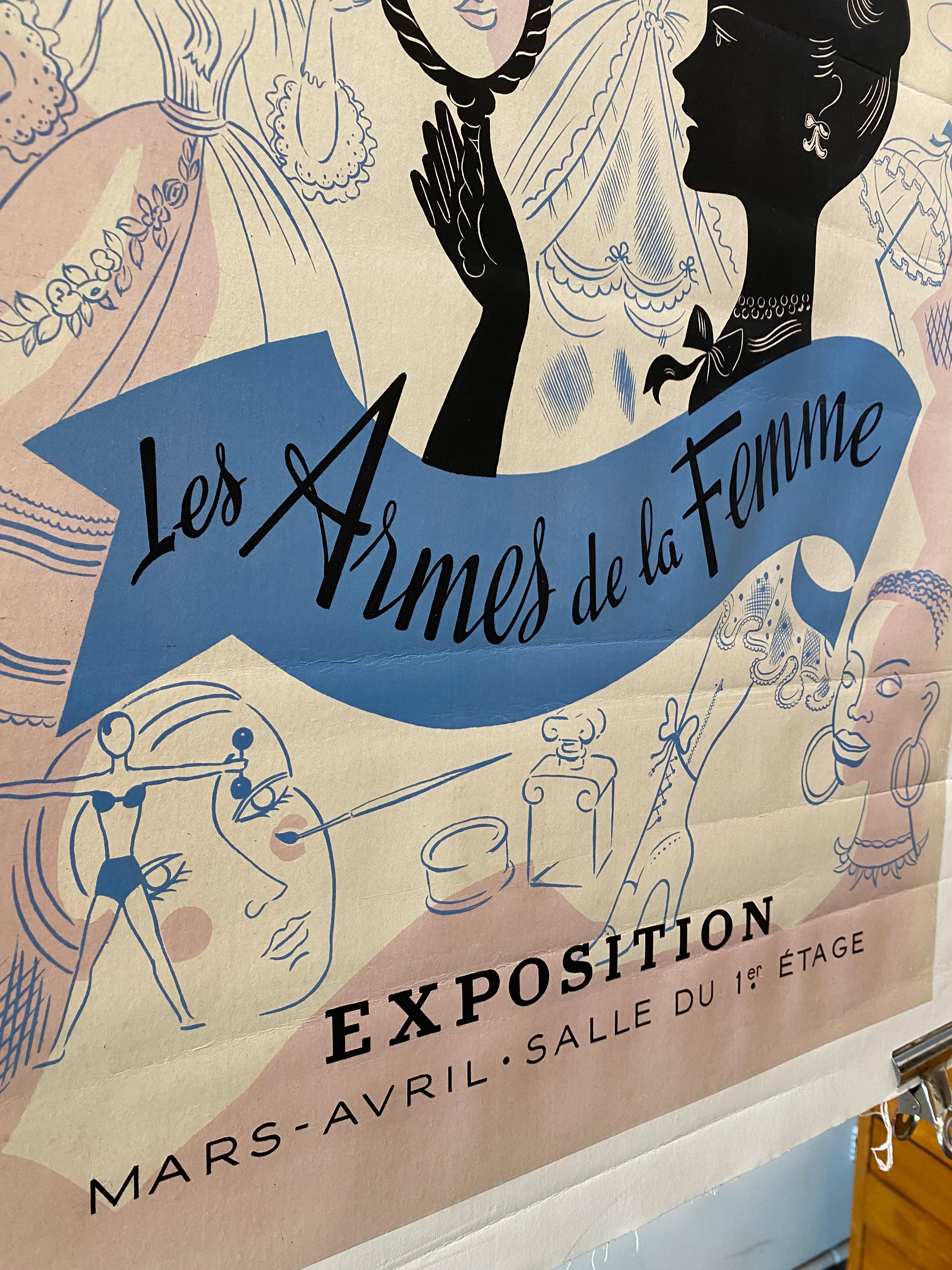 Metà XX secolo Poster originale d'epoca in stile Art Déco, 'Au Louvre Les Armes De La Femme', 1935 in vendita