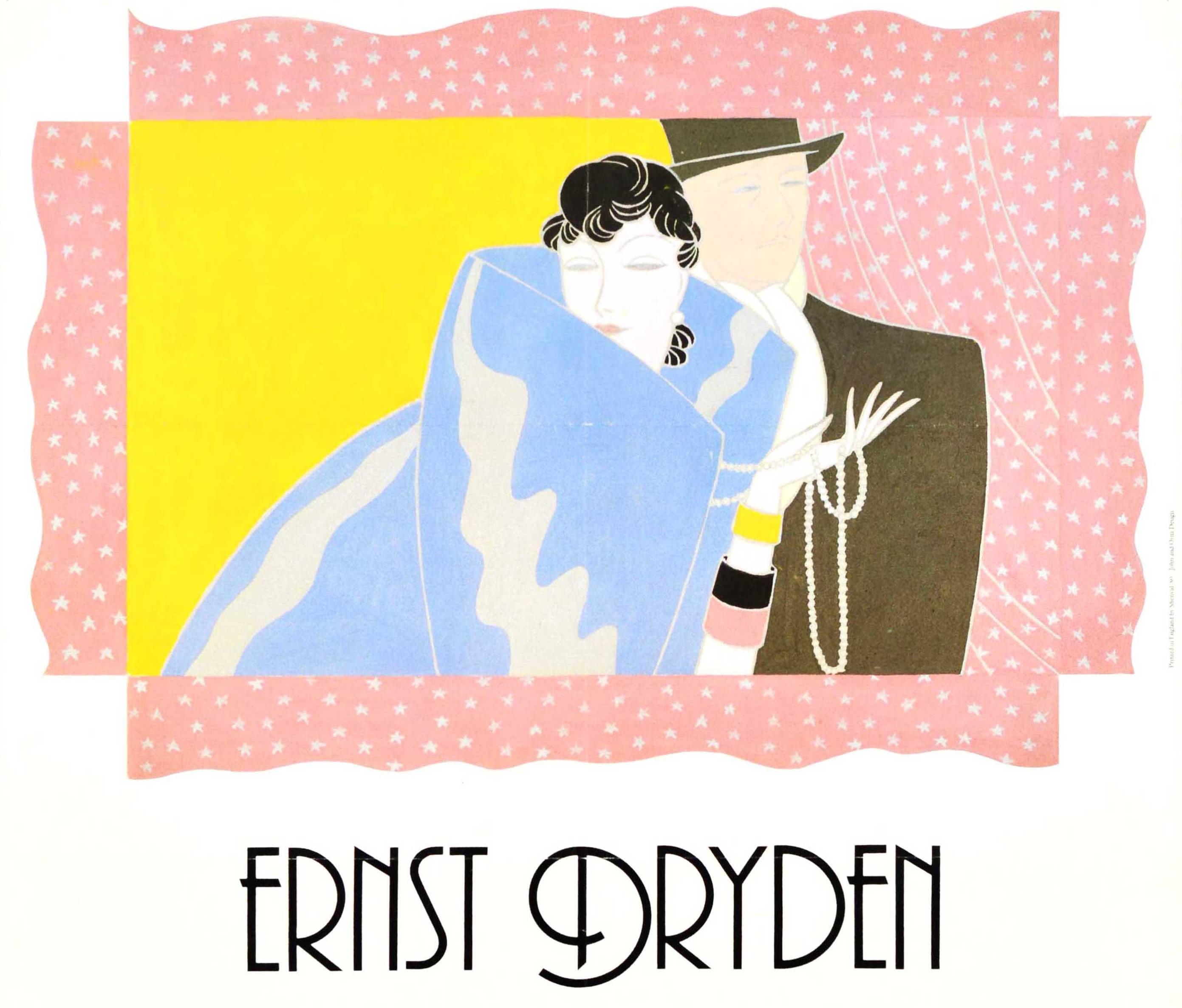 Original vintage poster for A Camden Arts Touring Exhibition of work by the graphic artist and costume and fashion designer Ernst Dryden (Ernst Deutsch; 1887-1938) from 8 October to 5 November 1983 at the Stoke-on-Trent City Museum & Art Gallery