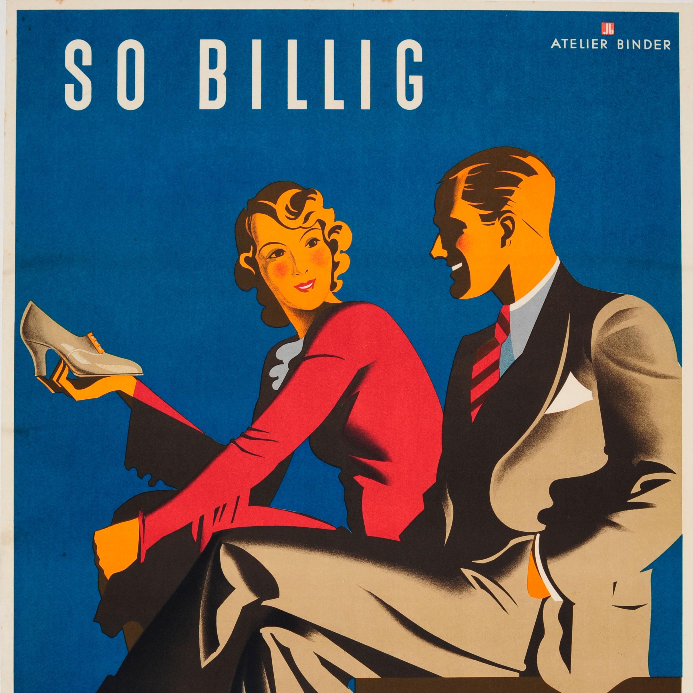 Original-Vintage-Art-Déco-Poster für Bally-Schuhe – So Cheap And Yet A Bally-Schuh (Österreichisch) im Angebot