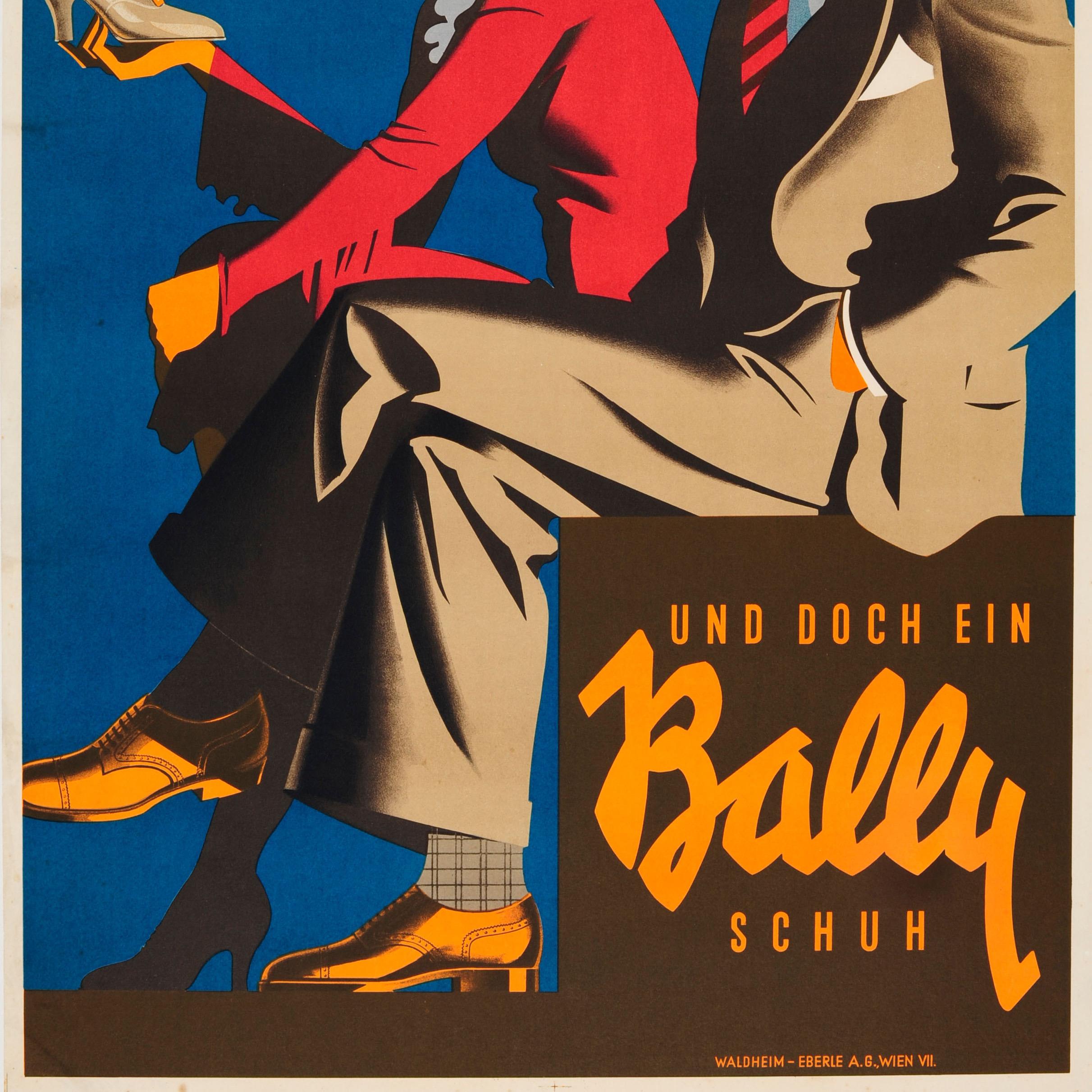 Original-Vintage-Art-Déco-Poster für Bally-Schuhe – So Cheap And Yet A Bally-Schuh im Zustand „Gut“ im Angebot in London, GB