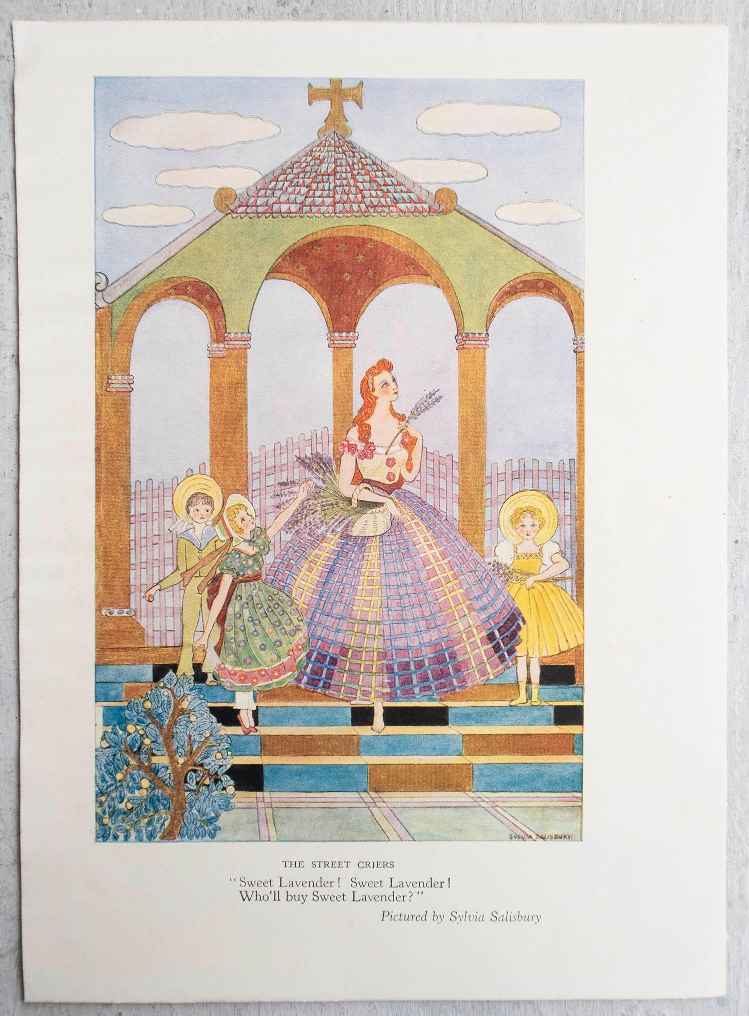 British Original Vintage Art Deco Print by Sylvia Salisbury. 1930's For Sale