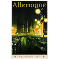 Original Vintage Art Deco RDV State Railway Poster Ft. Berlin Germany Allemagne