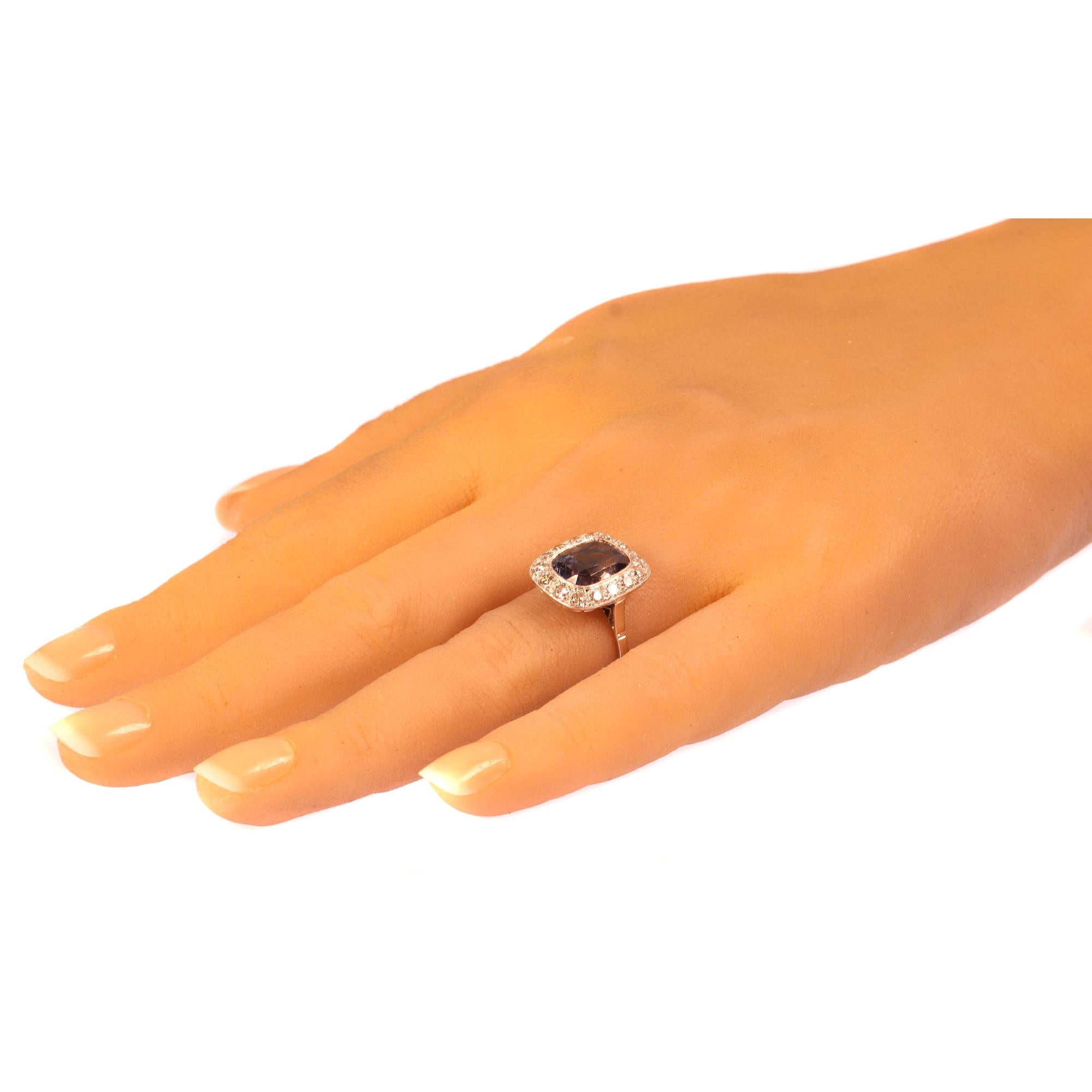 Original Vintage Art Deco Sapphire and Diamond Engagement Ring For Sale 6