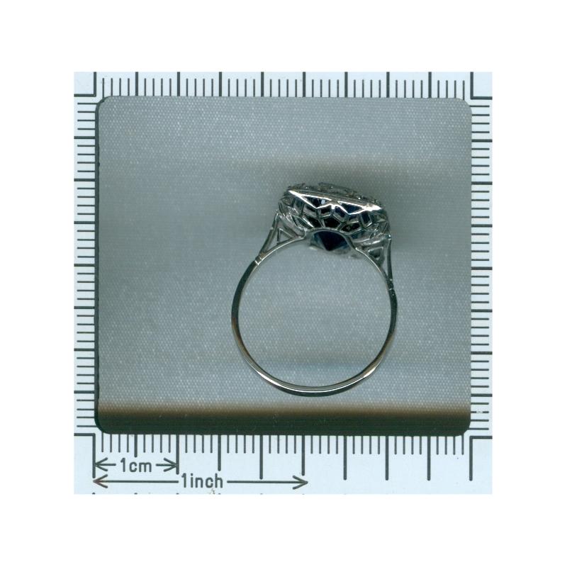 Original Vintage Art Deco Sapphire and Diamond Engagement Ring For Sale 7