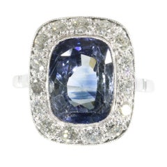 Original Vintage Art Deco Sapphire and Diamond Engagement Ring