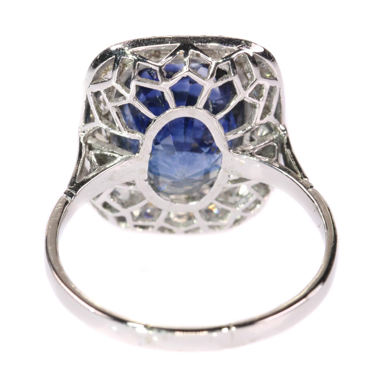 Original Vintage Art Deco Sapphire and Diamond Engagement Ring For Sale 5