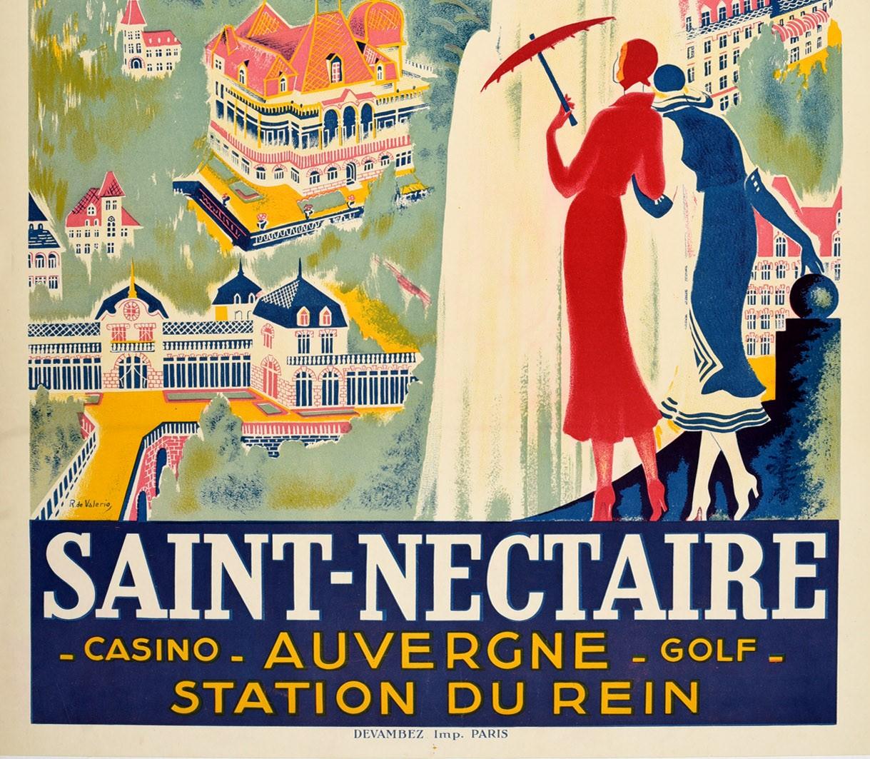 Affiche de voyage Art déco vintage d'origine de Saint-Nectaire Casino Golf Spa Auvergne Bon état - En vente à London, GB