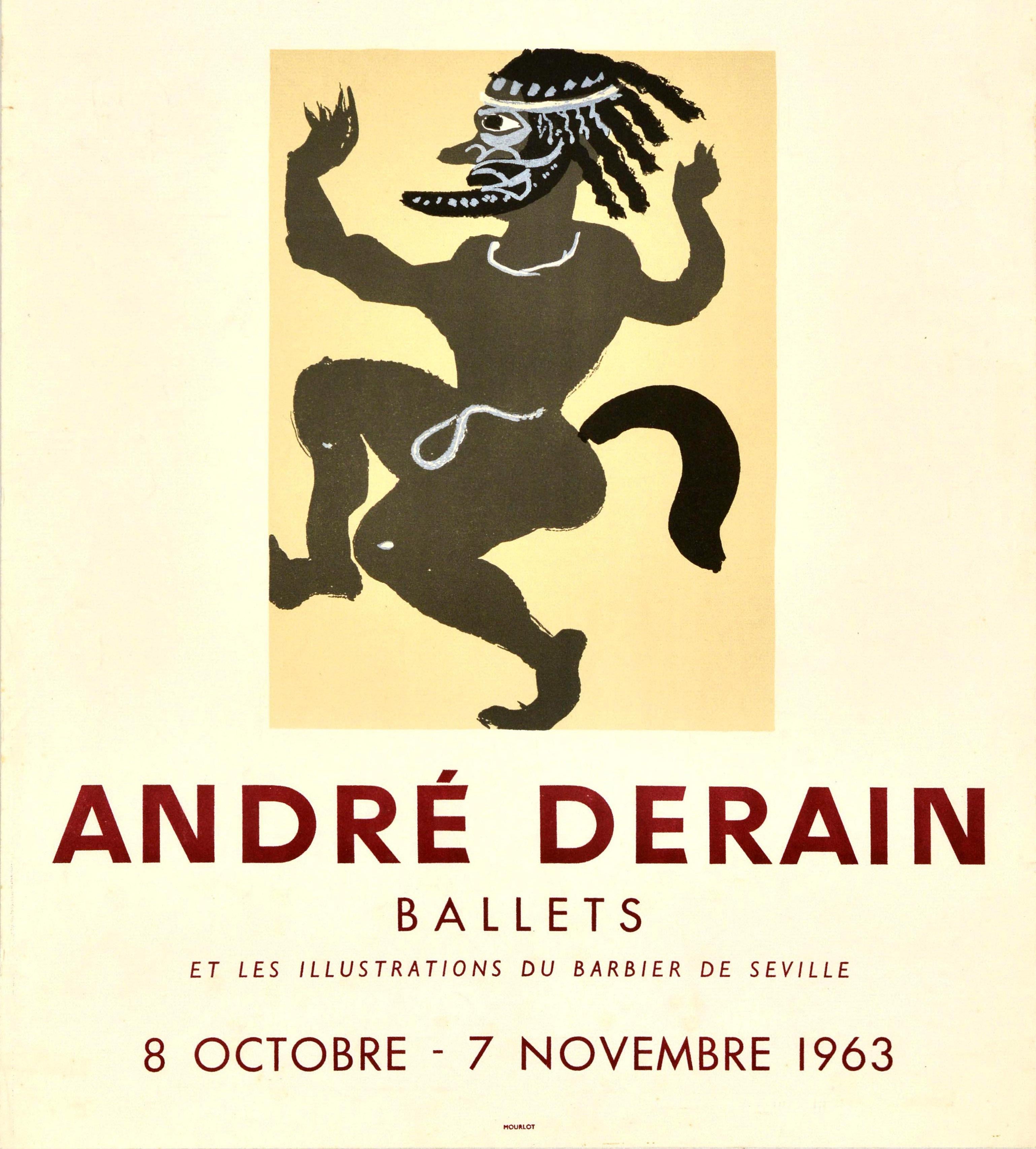 Original Vintage Art Exhibition Poster Andre Derain Ballets Barber of Seville In Good Condition For Sale In London, GB