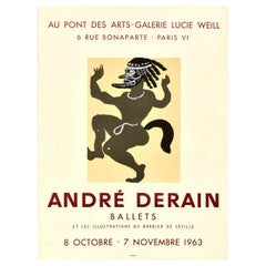 Original-Vintage-Kunstausstellungsplakat Andre Derain Ballett Barber of Seville