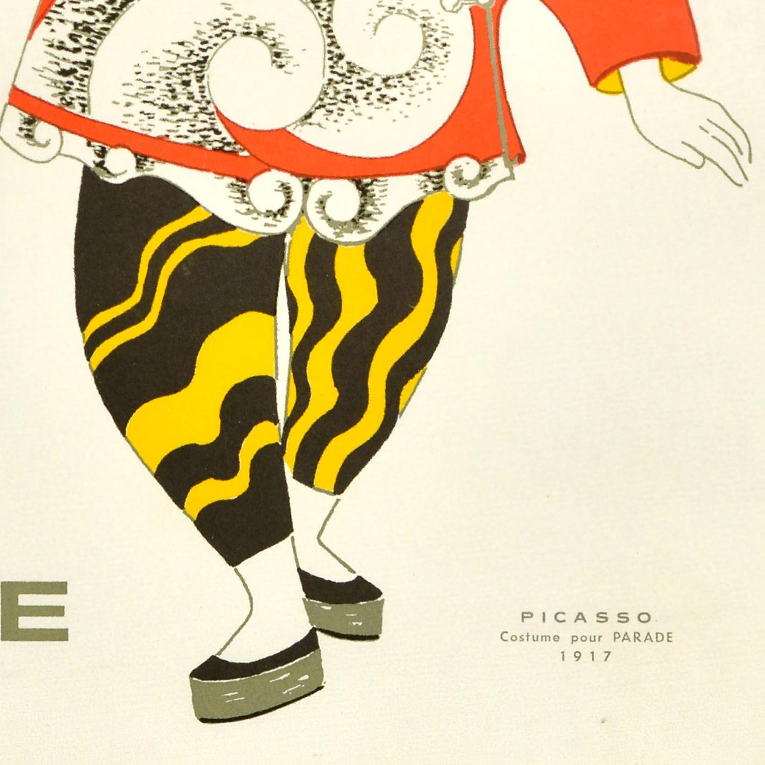 Fine XX secolo Poster d'arte originale d'epoca Diaghilew Picasso Hommage Chinese Parade in vendita