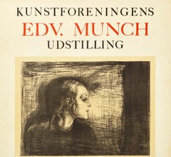 Affiche d'origine d'exposition d'art vintage d'Edward Munch, Det Syke Barn, L'enfant au cou