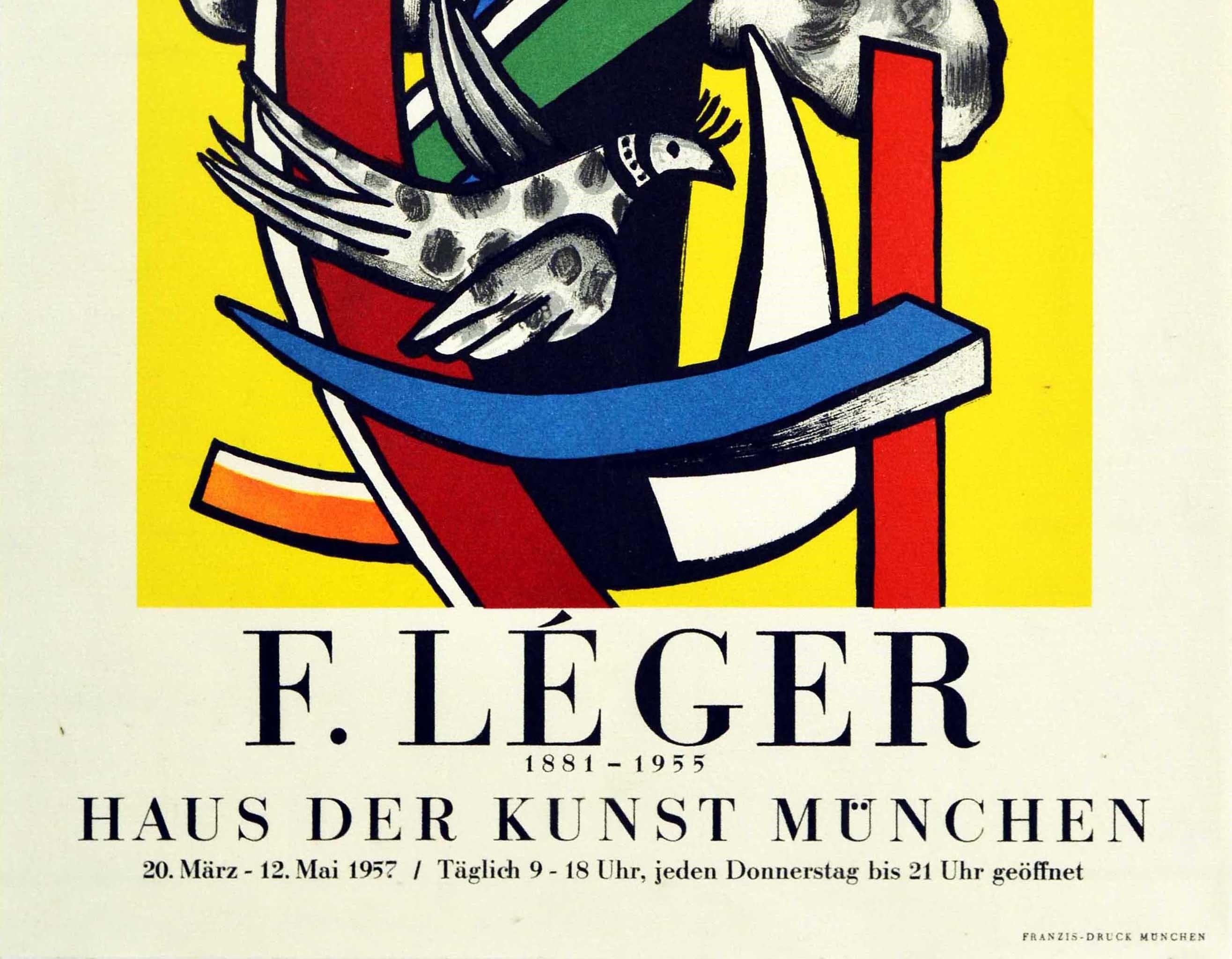 Original Vintage Art Exhibition Poster Fernand Leger Haus Der Kunst Birds Designs Excellent état - En vente à London, GB