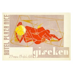 Original Vintage Art Exhibition Poster Giseken Hotel Plaza Nice Abstract Design