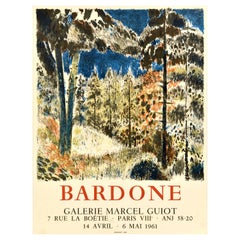 Affiche d'origine d'exposition d'art vintage Guy Bardone, Galerie Marcel Guiot Forest