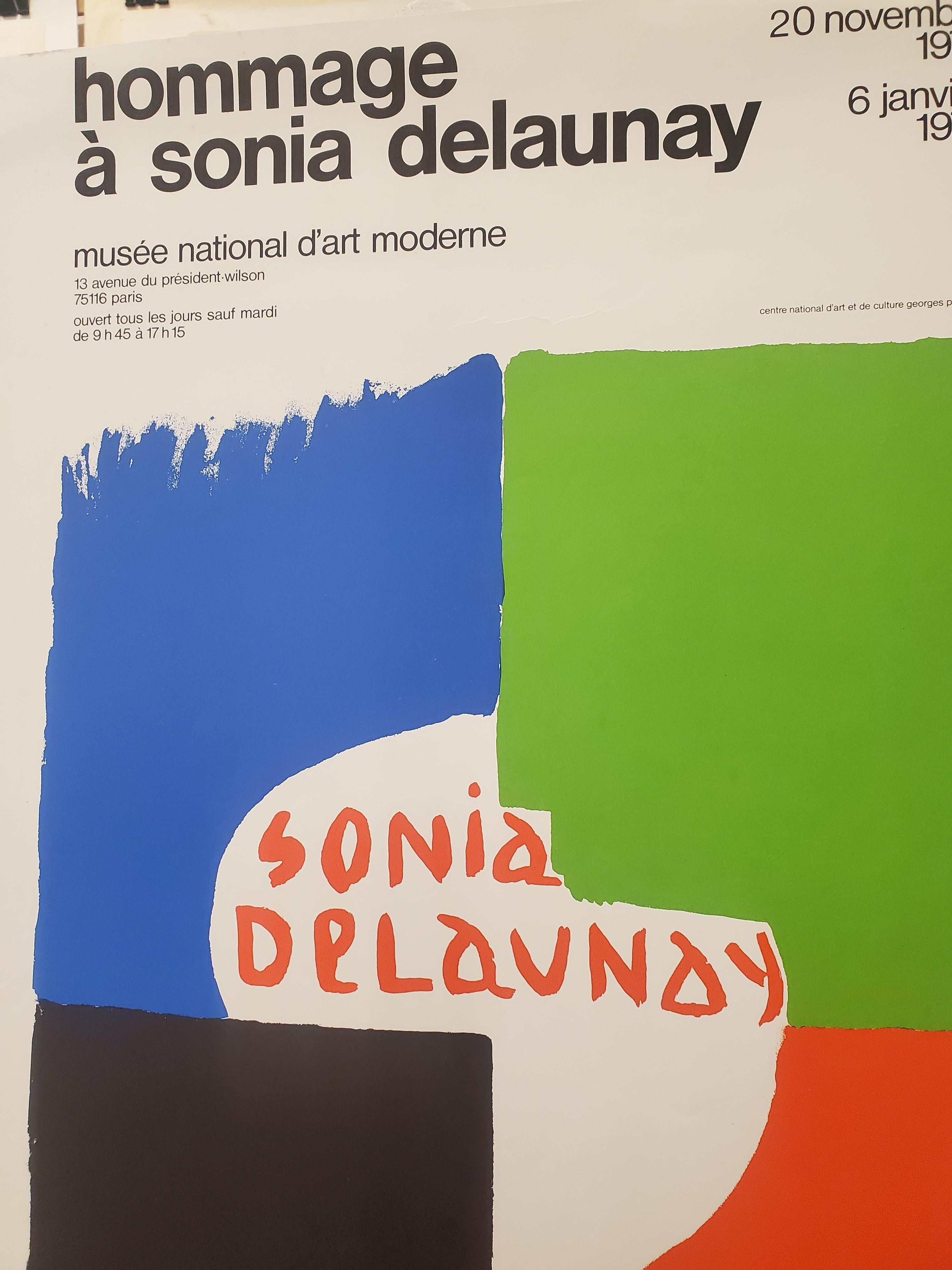 Affiche d'art et d'exposition originale d'HOMMAGE A SONIA DELAUNAY, 1975

