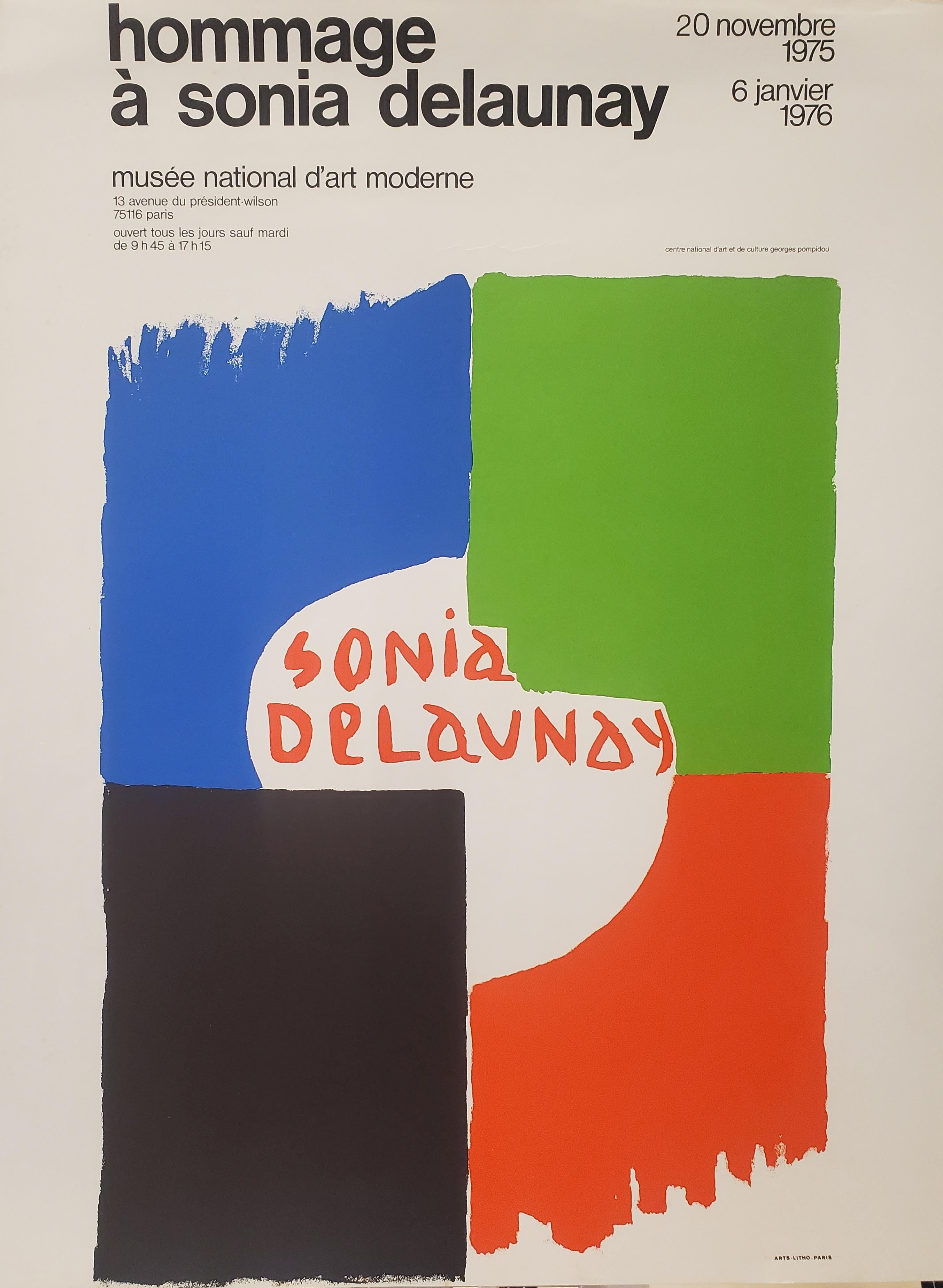 Français Affiche d'art et d'exposition originale d'HOMMAGE A SONIA DELAUNAY, 1975 en vente