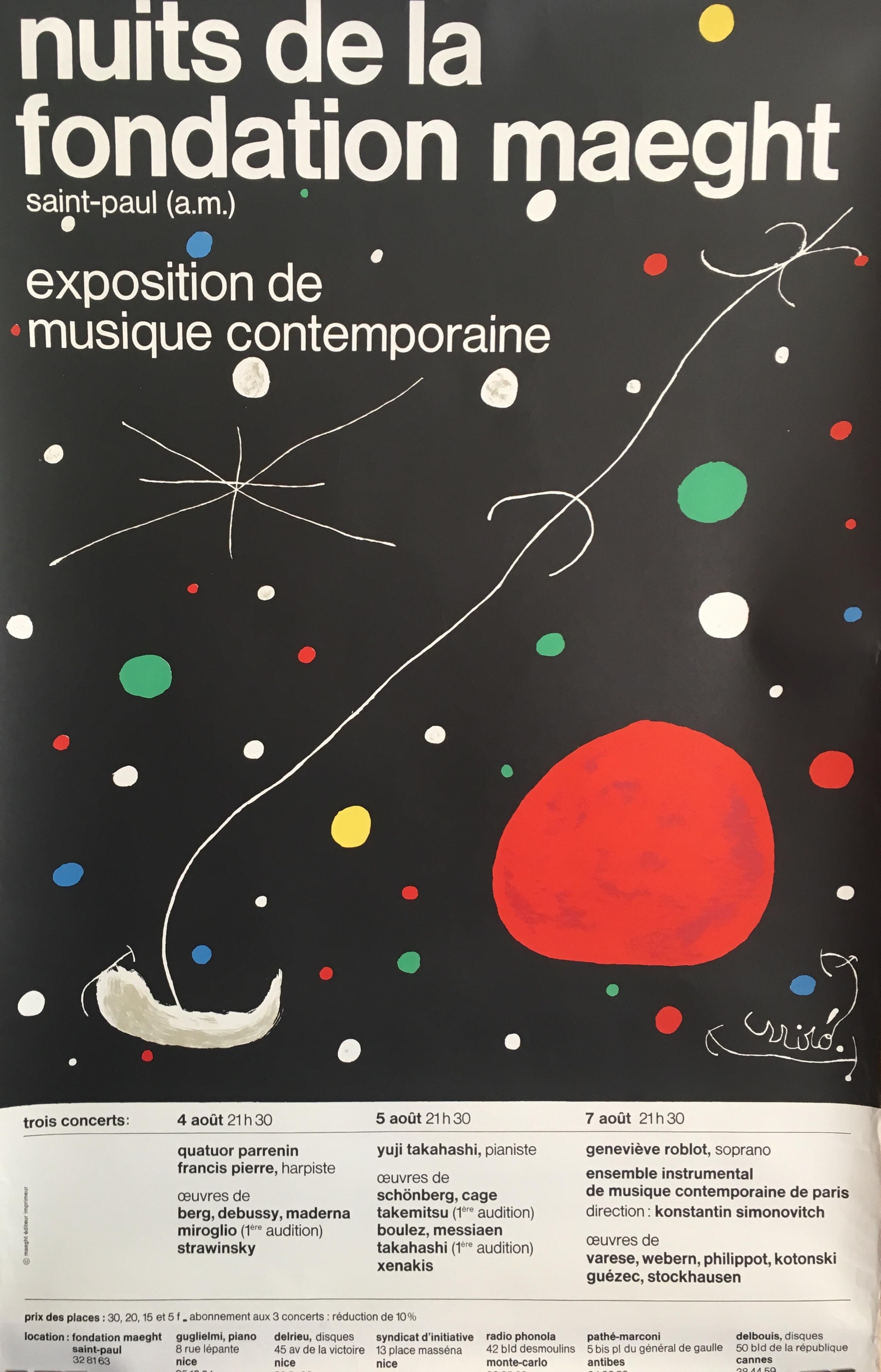 Mid-Century Modern Original Vintage Art & Exhibition Poster Joan Miró Nuits De La Fondation Maeght