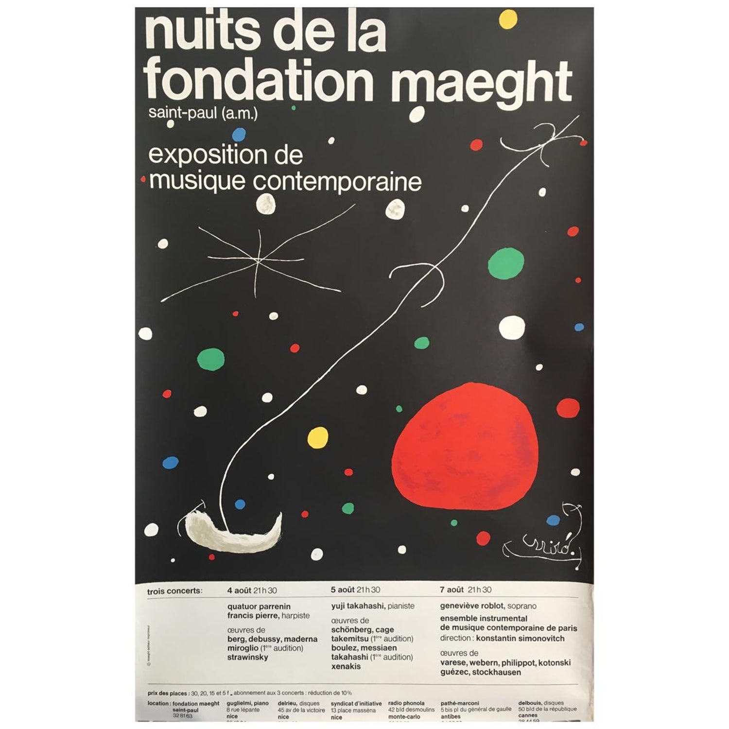 Frivillig sidde Alabama Original Vintage Art and Exhibition Poster Joan Miró Nuits De La Fondation  Maeght For Sale at 1stDibs