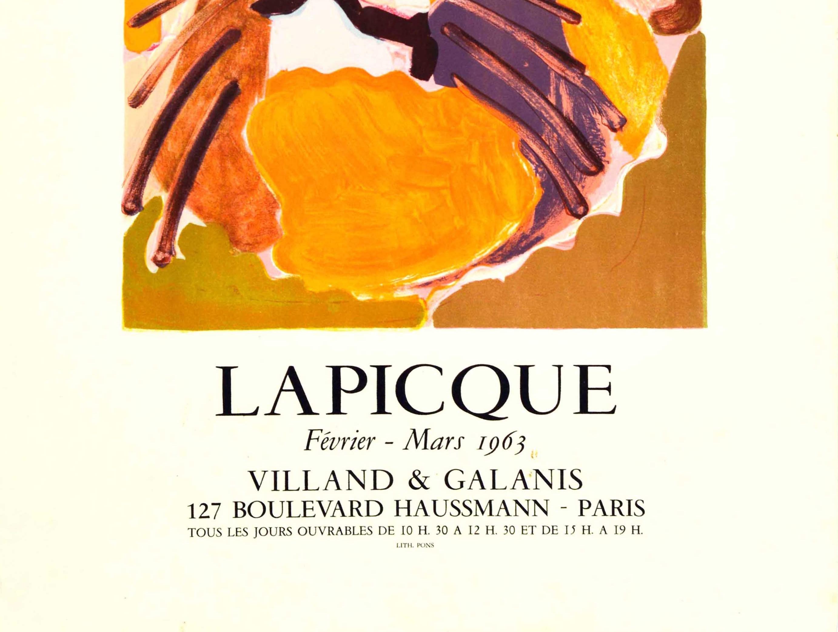 French Original Vintage Art Exhibition Poster Le Lion Painting Charles Lapicque Paris