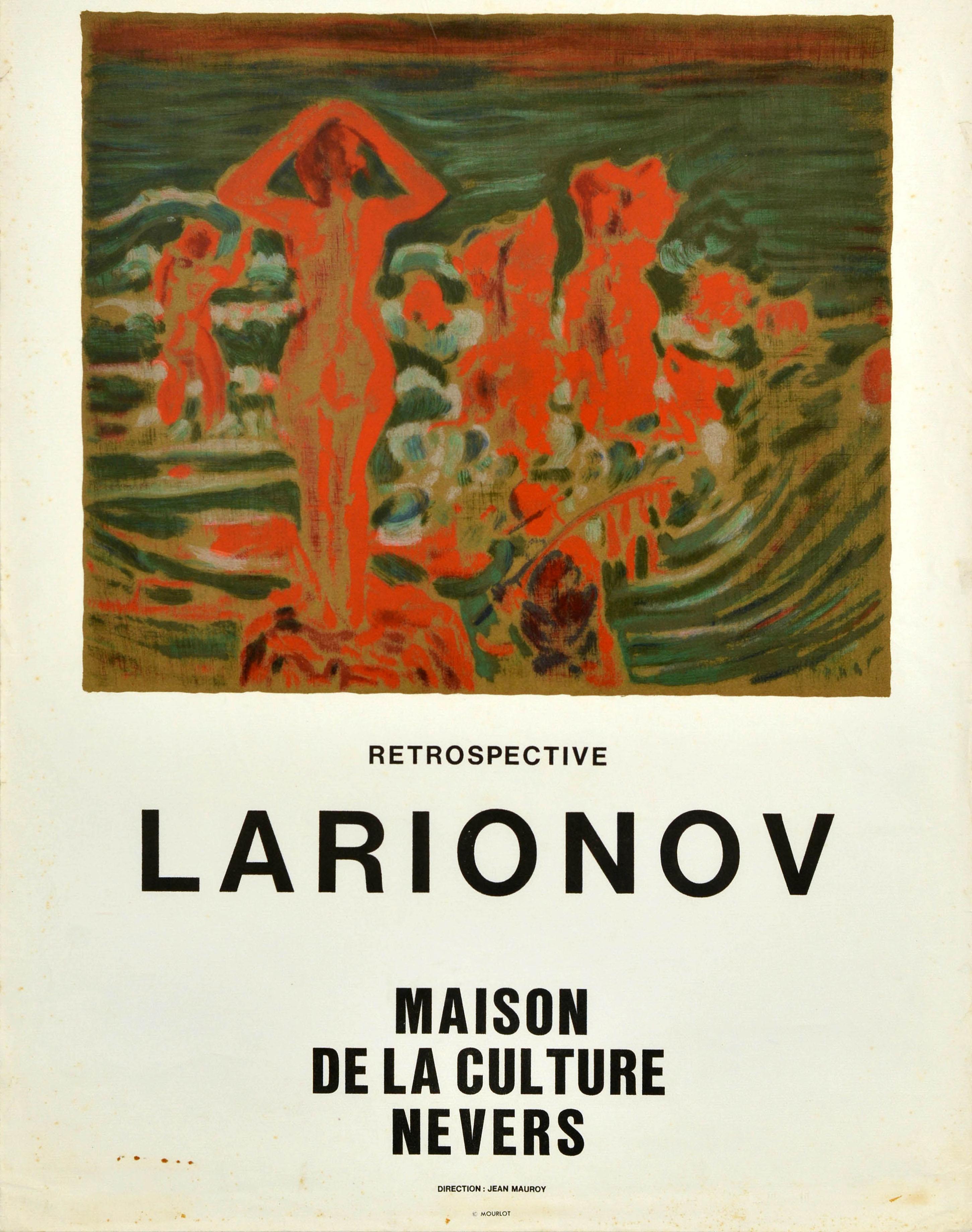 Original Vintage Art Exhibition Poster Mikhail Larionov Retrospective Avantgarde In Good Condition For Sale In London, GB