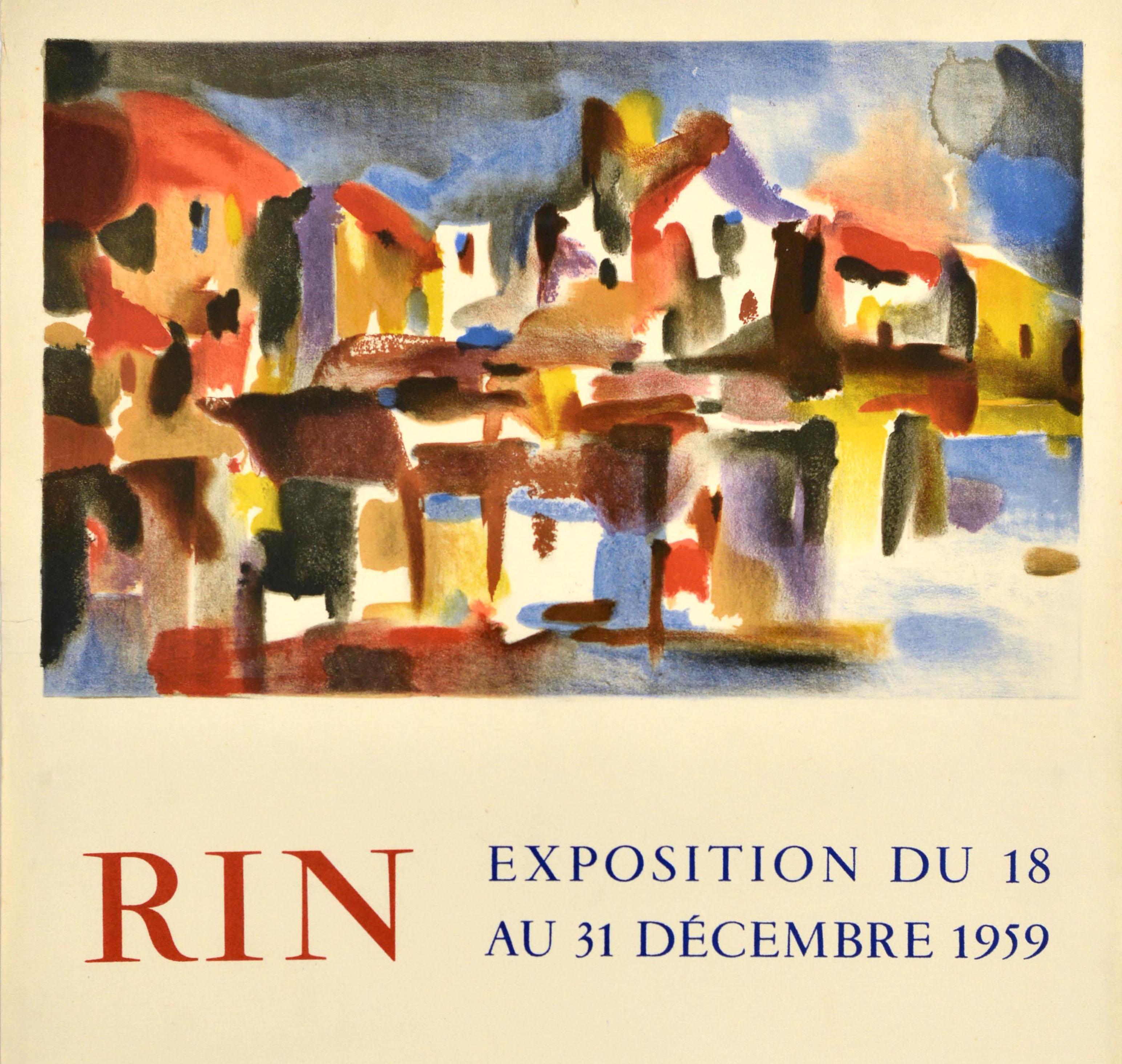French Original Vintage Art Exhibition Poster Nicolas Rin Galerie Chardin Abstract For Sale