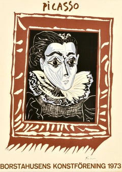 Poster originale d'arte d'epoca Pablo Picasso La Dame A La Collerette