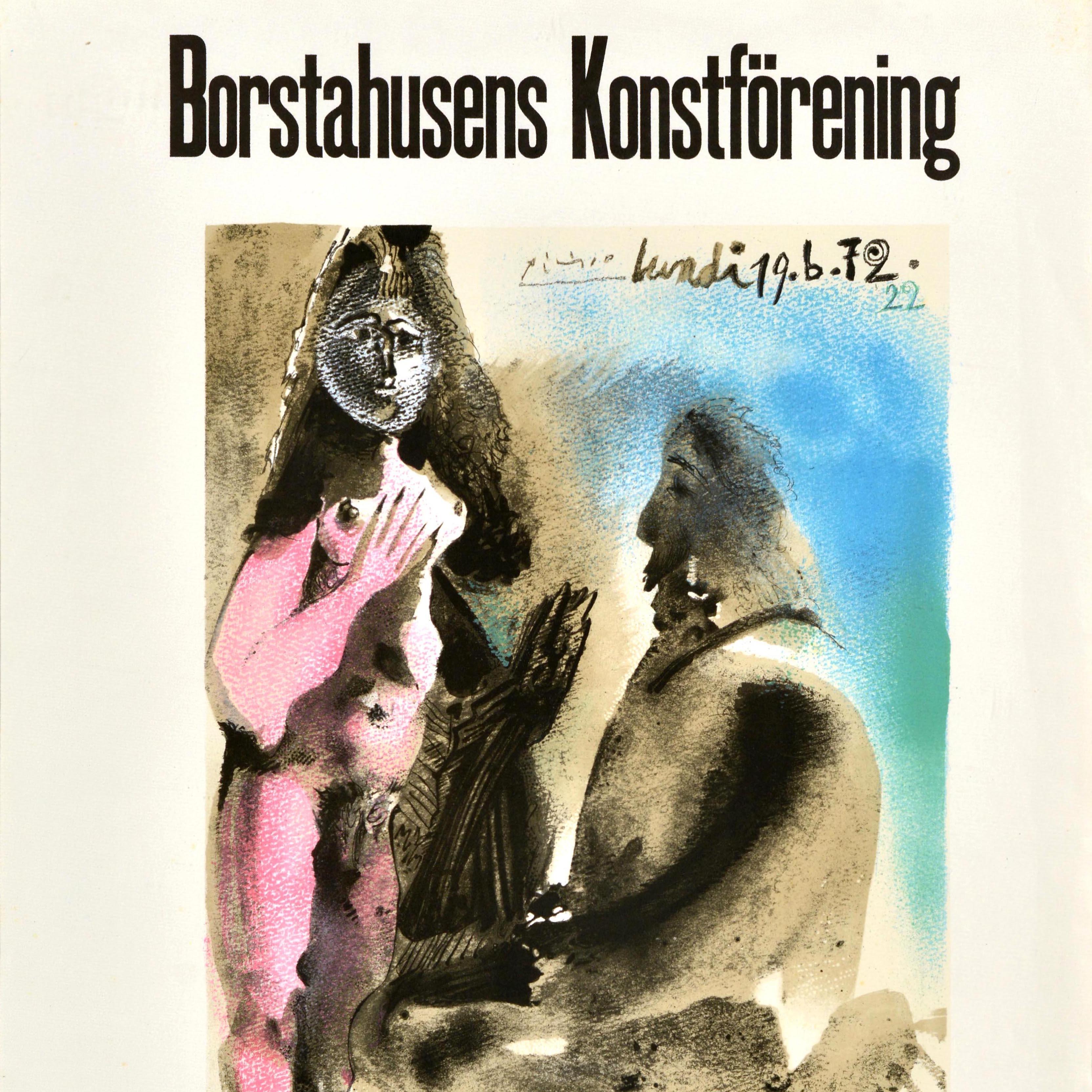 Swedish Original Vintage Art Exhibition Poster Pablo Picasso Landskrona Konsthall For Sale