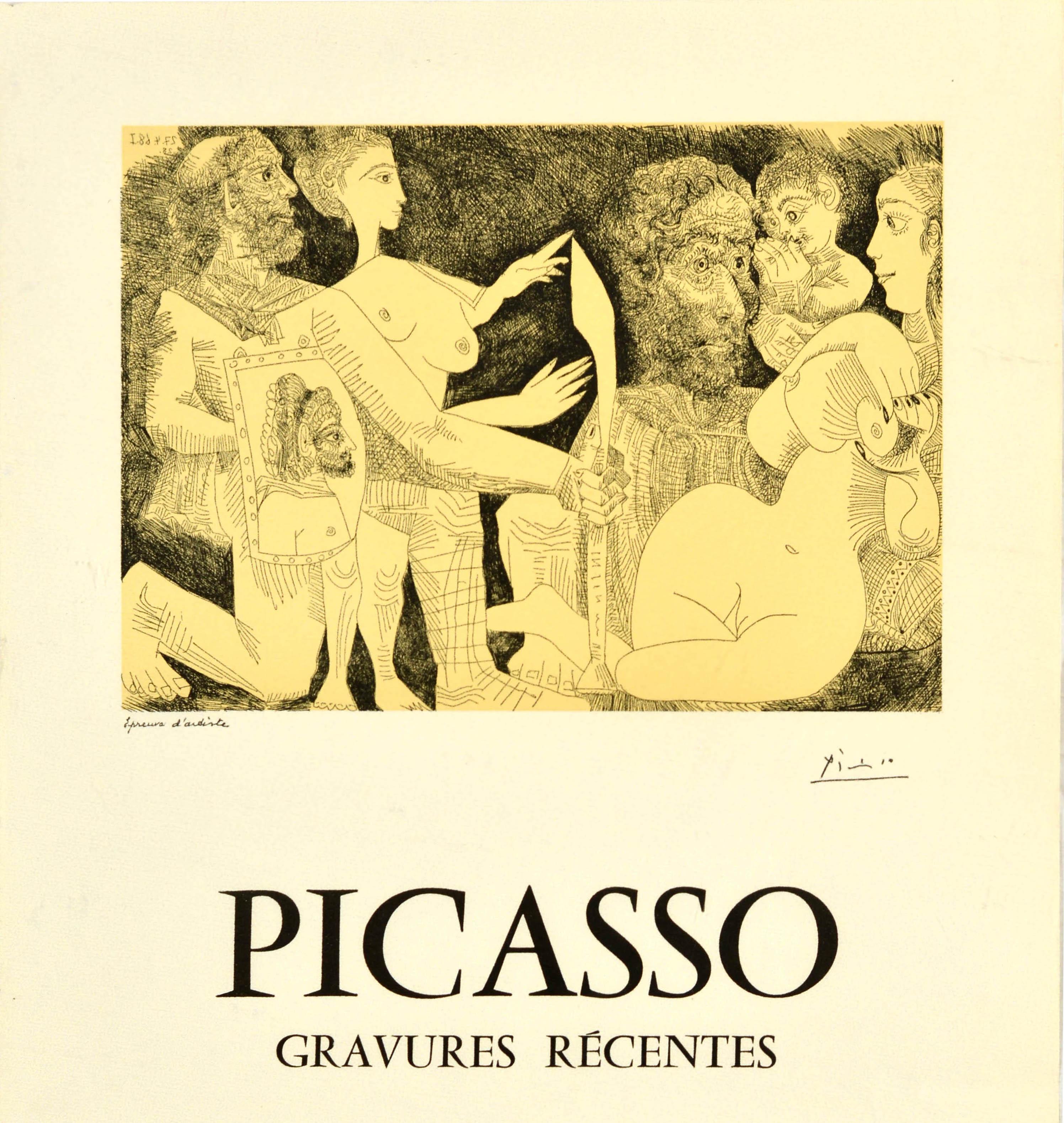 Original Vintage Art Exhibition Poster Pablo Picasso Aktuelle Stiche Madoura (Französisch) im Angebot