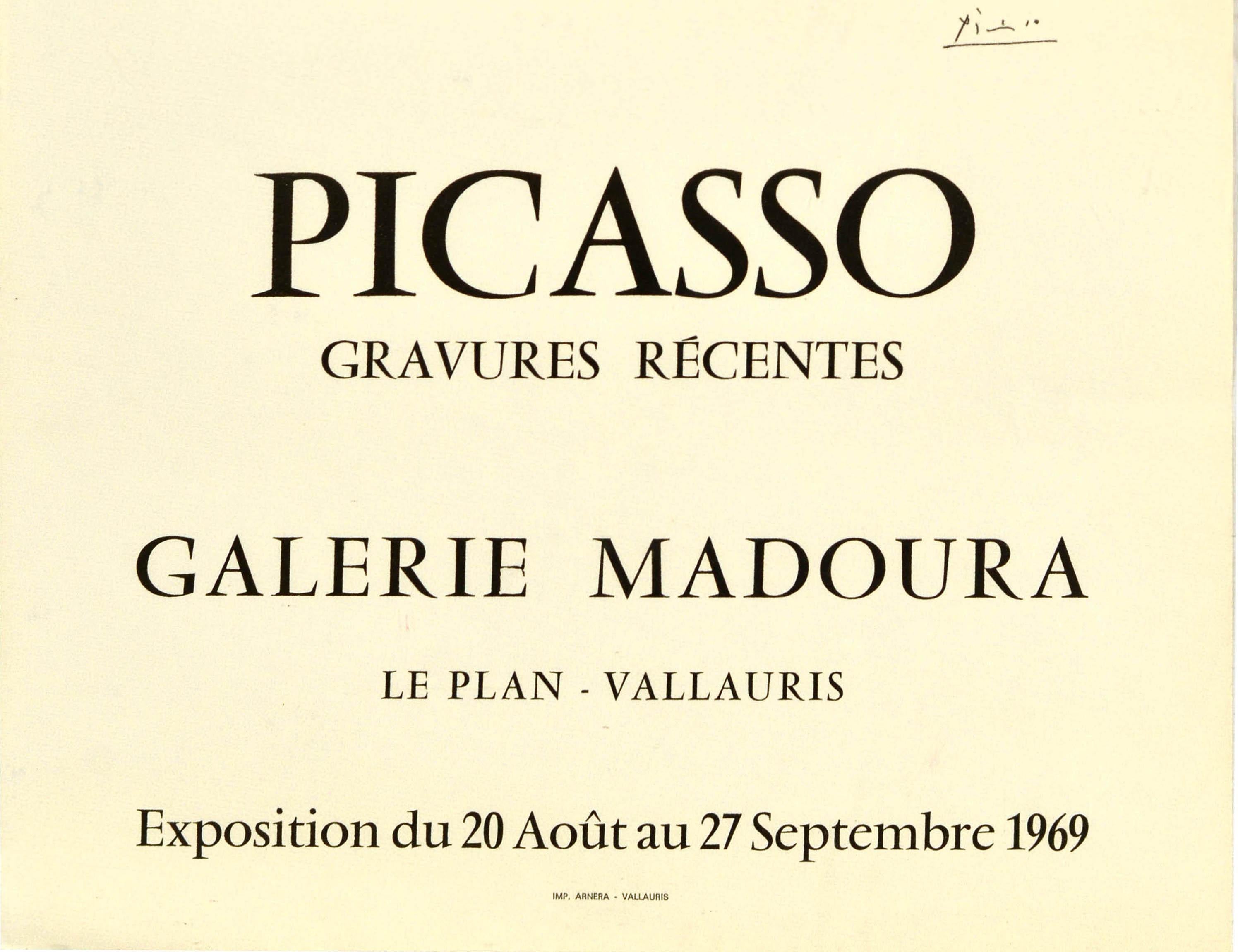 Original Vintage Art Exhibition Poster Pablo Picasso Aktuelle Stiche Madoura im Zustand „Gut“ im Angebot in London, GB