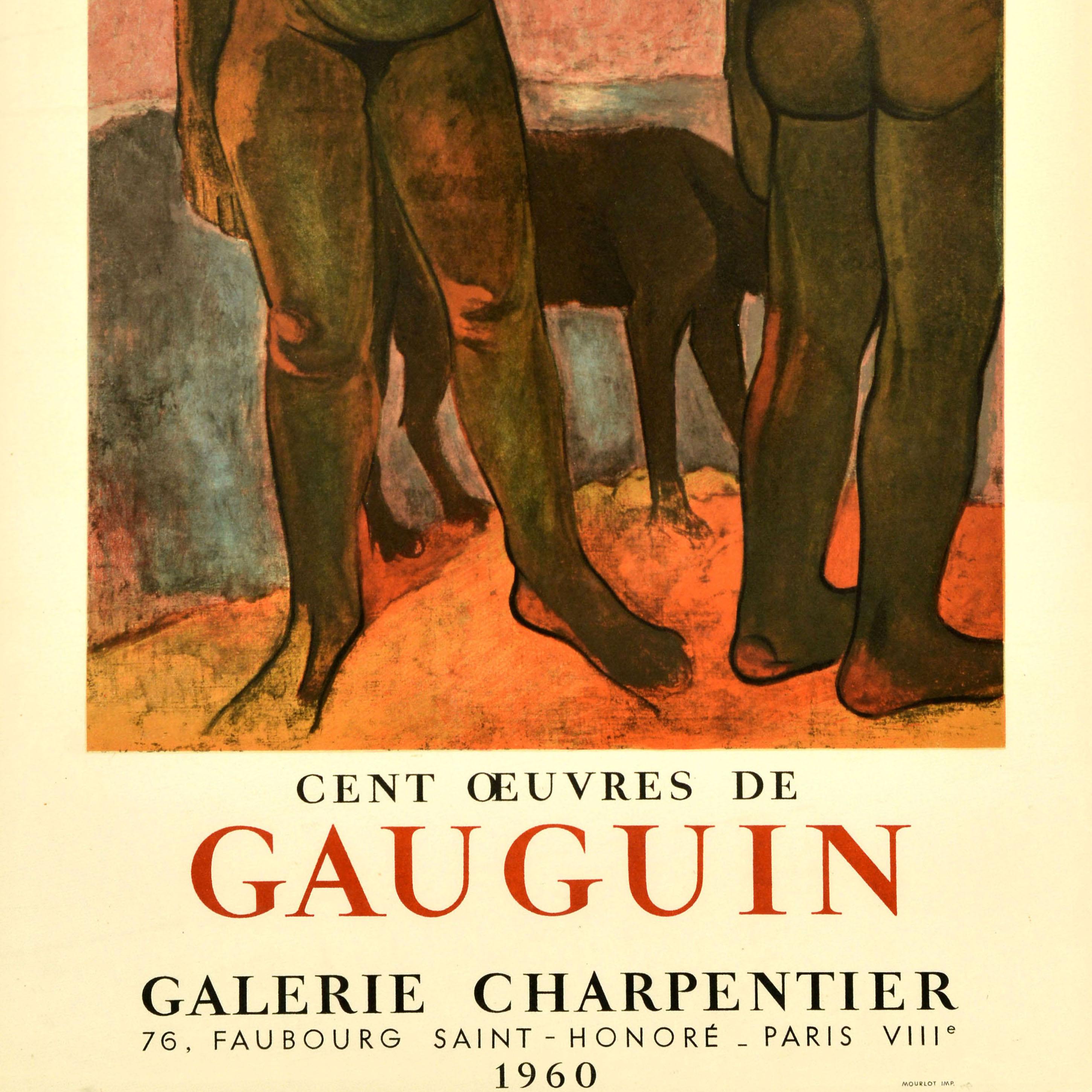Original Vintage Art Exhibition Poster Paul Gauguin Galerie Charpentier Tahiti In Good Condition For Sale In London, GB